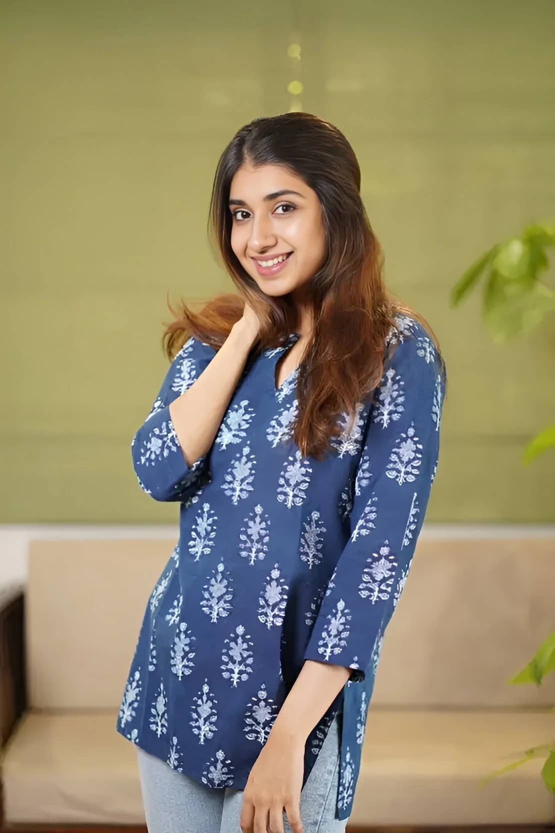 AK FASHION MALL Women Cotton Blend Printed Alia Cut Kurti ( Blue ) - Kurtis, Tunics | Buy online on ZillyBuy