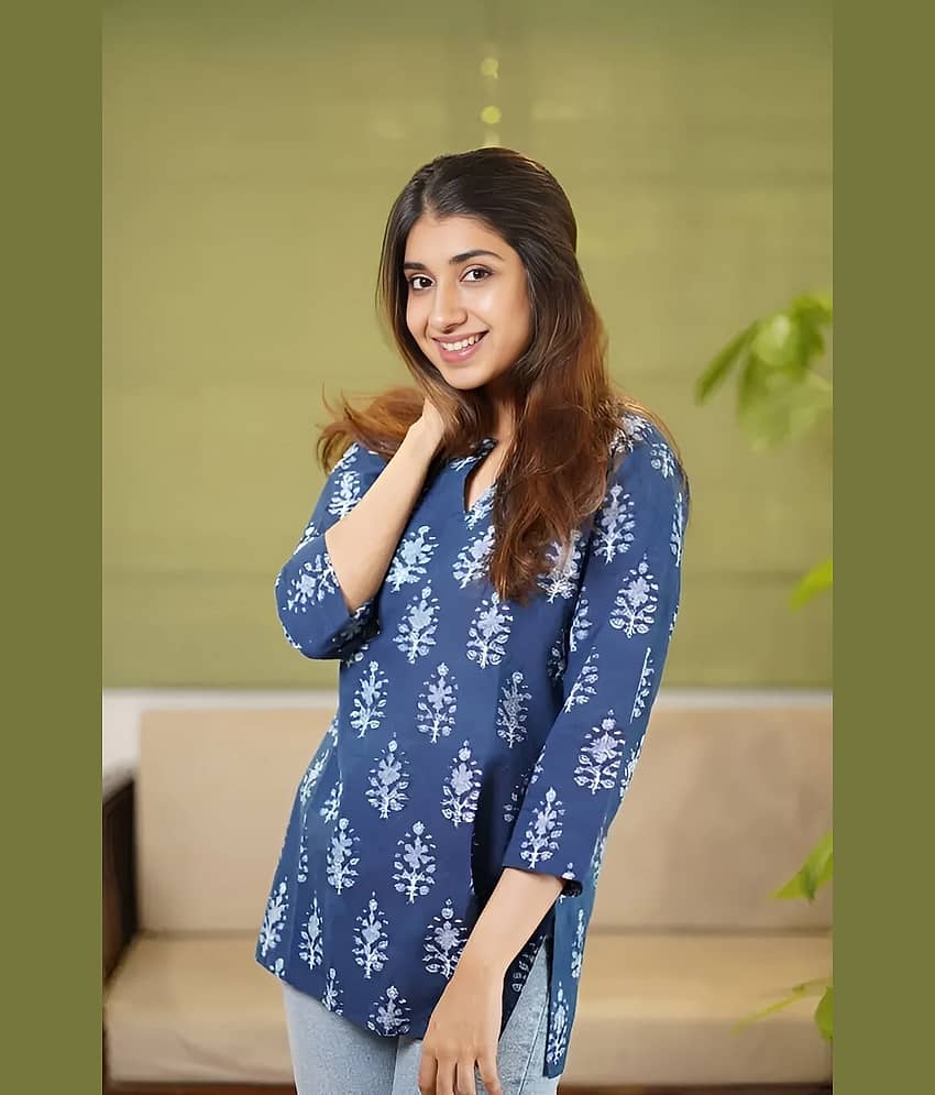 AK FASHION MALL Women Cotton Blend Printed Alia Cut Kurti ( Blue ) - Kurtis, Tunics | Buy online on ZillyBuy