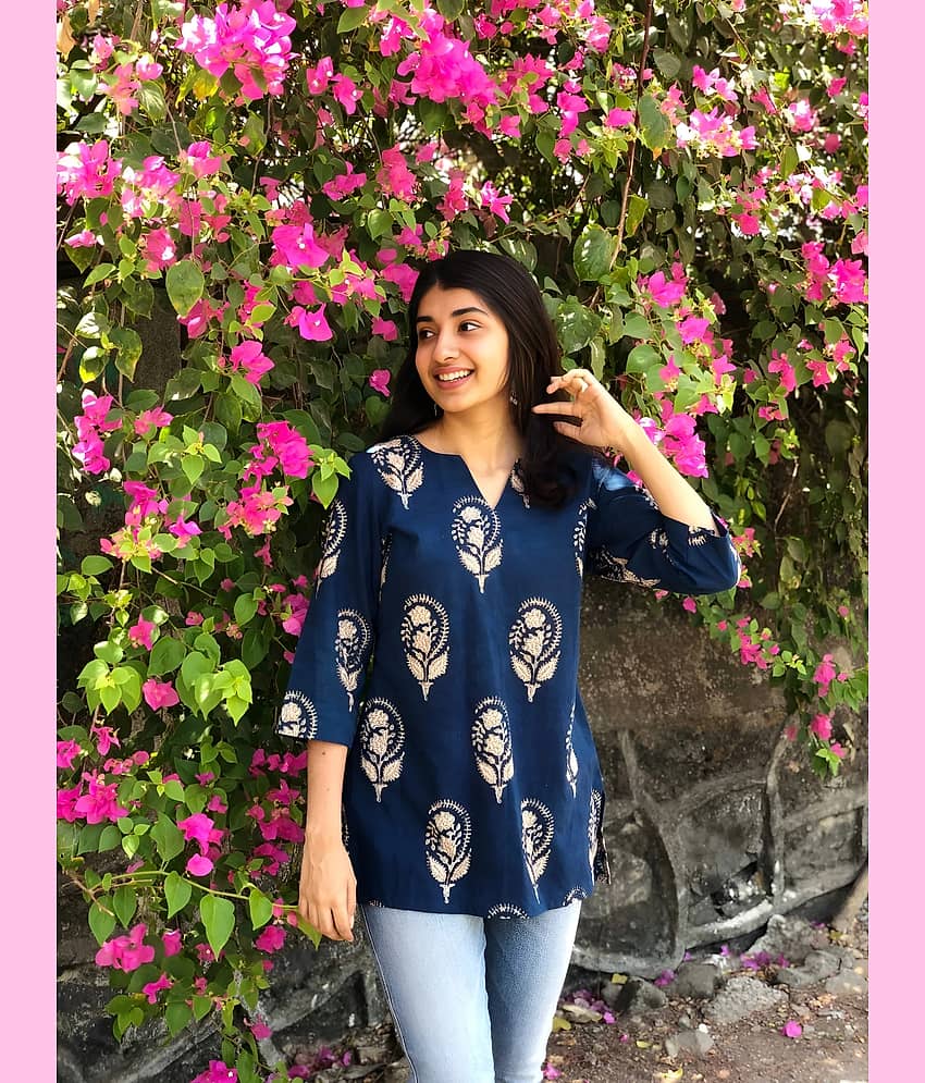 AK FASHION MALL Women Cotton Blend Printed Alia Cut Kurti ( Blue ) - Kurtis, Tunics | Buy online on ZillyBuy