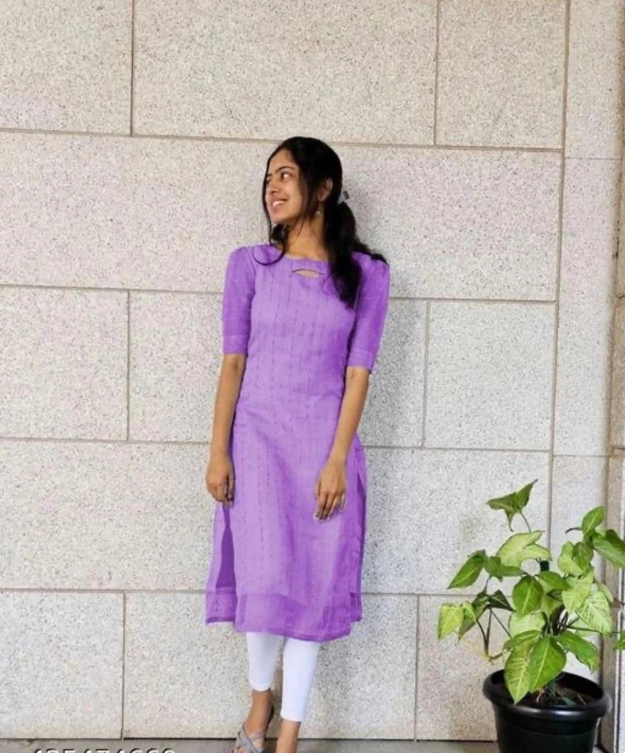 AK FASHION MALL Women Organza Embroidered A-line Kurti ( Purple ) - Kurtis, Tunics | Buy online on ZillyBuy