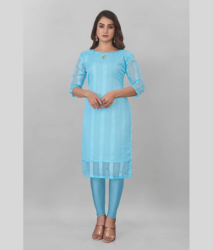 AK FASHION MALL Women Organza Embroidered A-line Kurti ( Light Blue ) - Kurtis, Tunics | Buy online on ZillyBuy