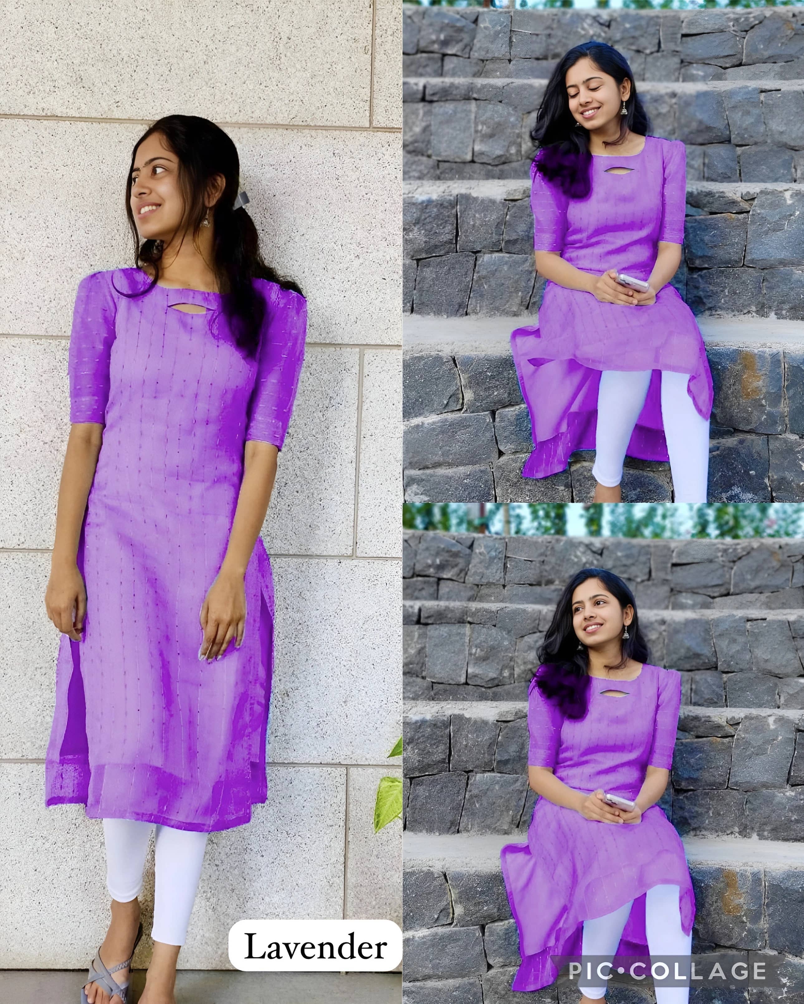 AK FASHION MALL Women Organza Embellished Straight Kurti ( Purple ) - Kurtis, Tunics | Buy online on ZillyBuy