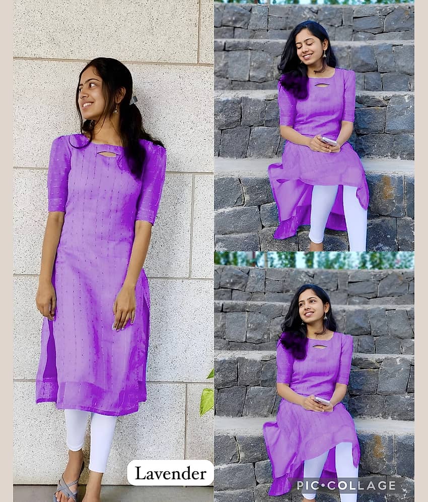 AK FASHION MALL Women Organza Embellished Straight Kurti ( Purple ) - Kurtis, Tunics | Buy online on ZillyBuy