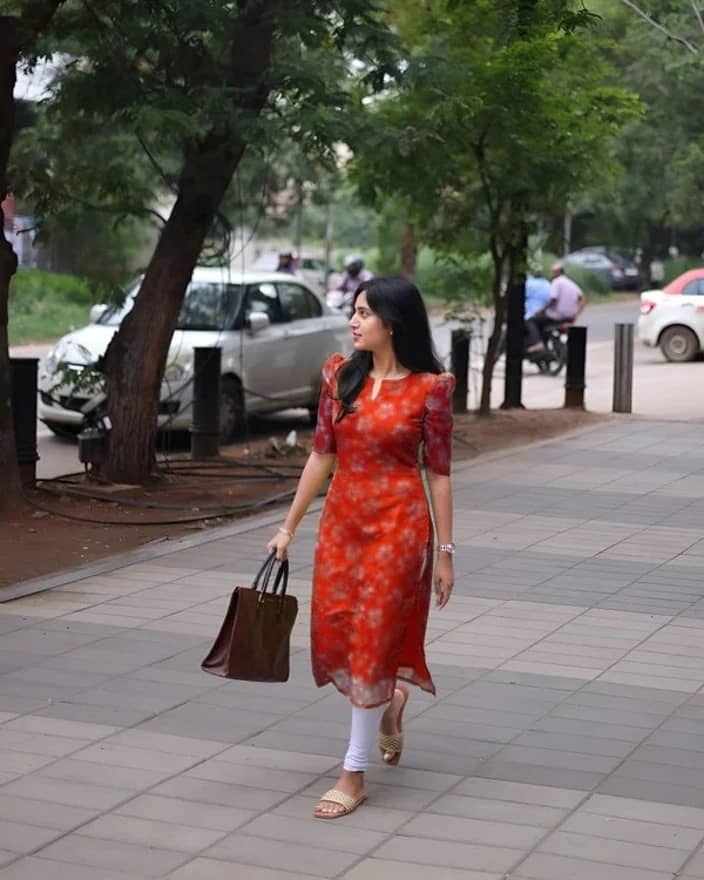 AK FASHION MALL Women Organza Printed A-line Kurti ( Red ) - Kurtis, Tunics | Buy online on ZillyBuy