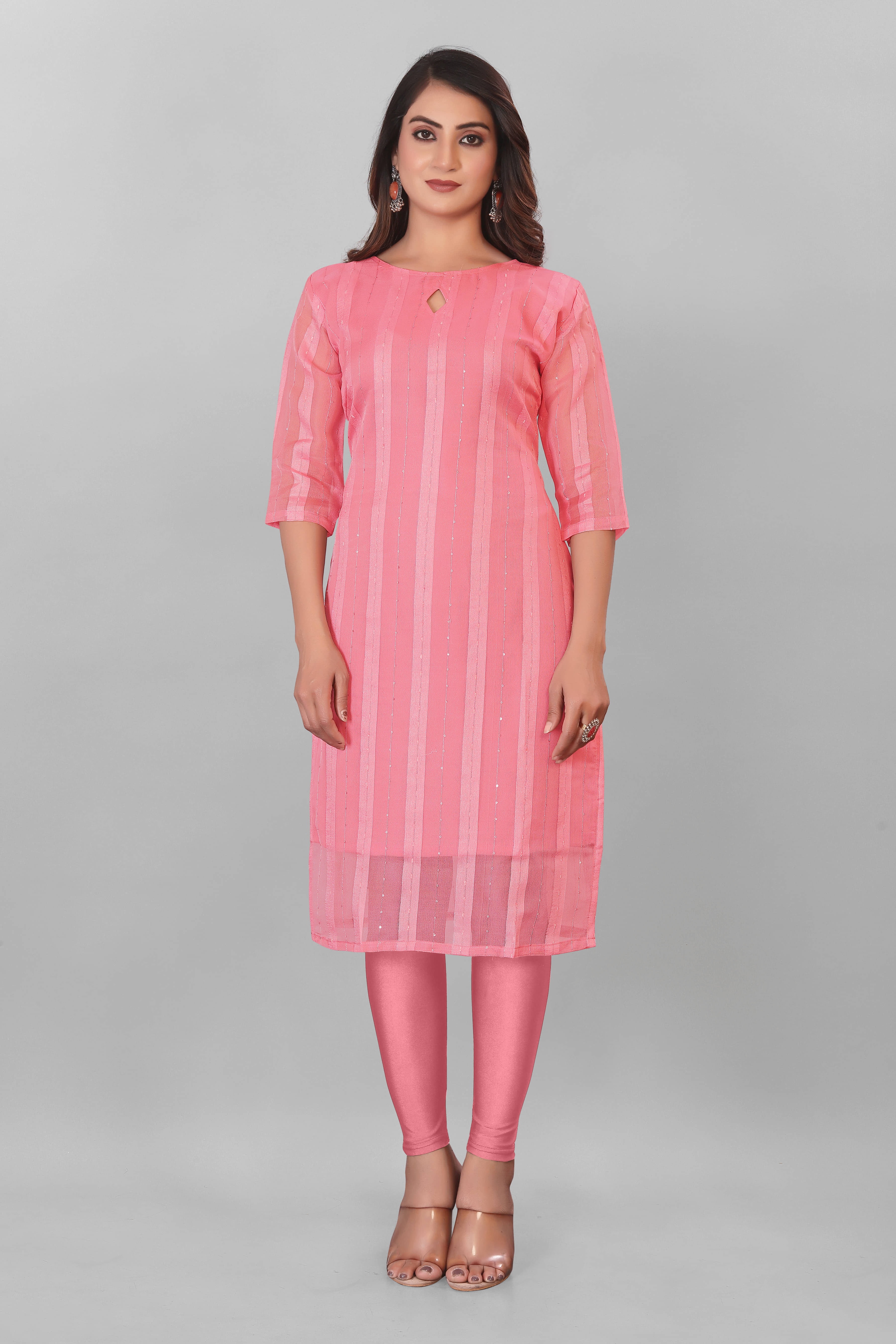 AK FASHION MALL Women Organza Embroidered A-line Kurti ( Pink ) - Kurtis, Tunics | Buy online on ZillyBuy