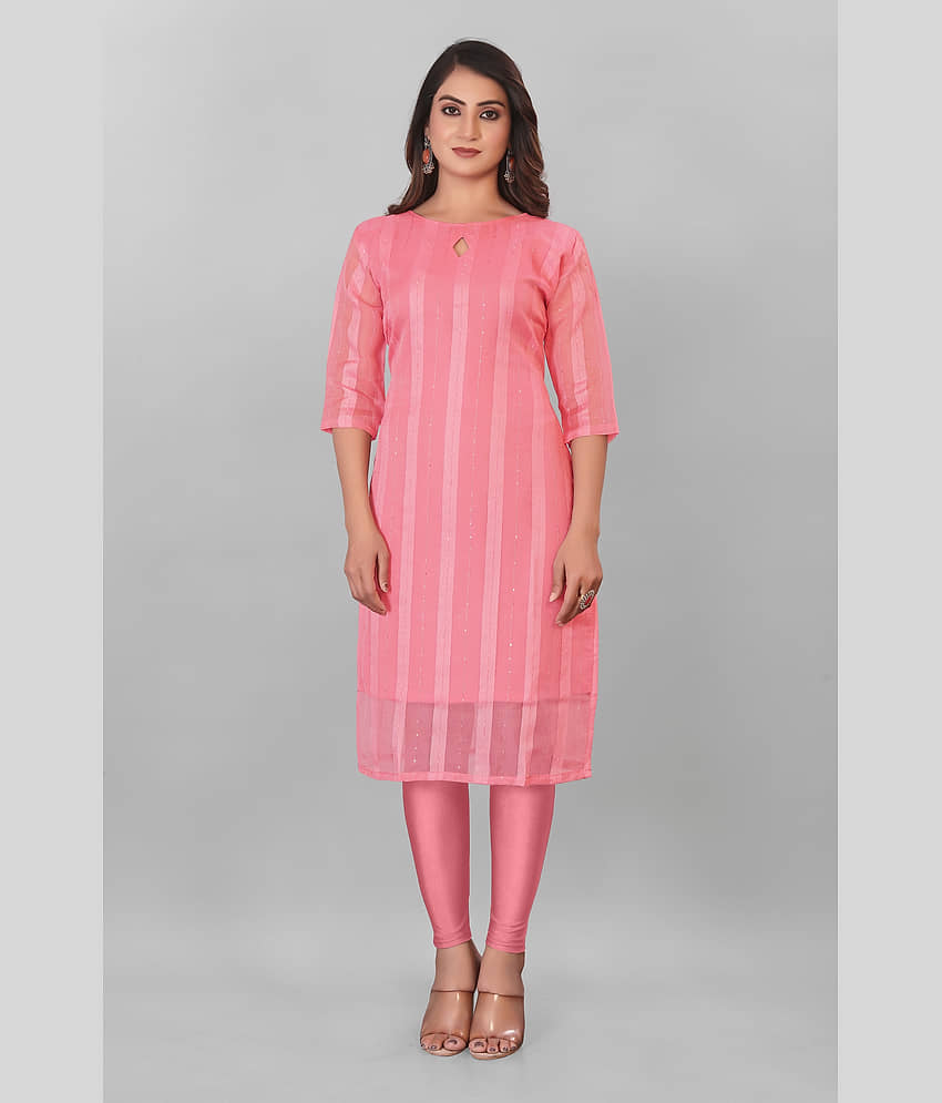 AK FASHION MALL Women Organza Embroidered A-line Kurti ( Pink ) - Kurtis, Tunics | Buy online on ZillyBuy