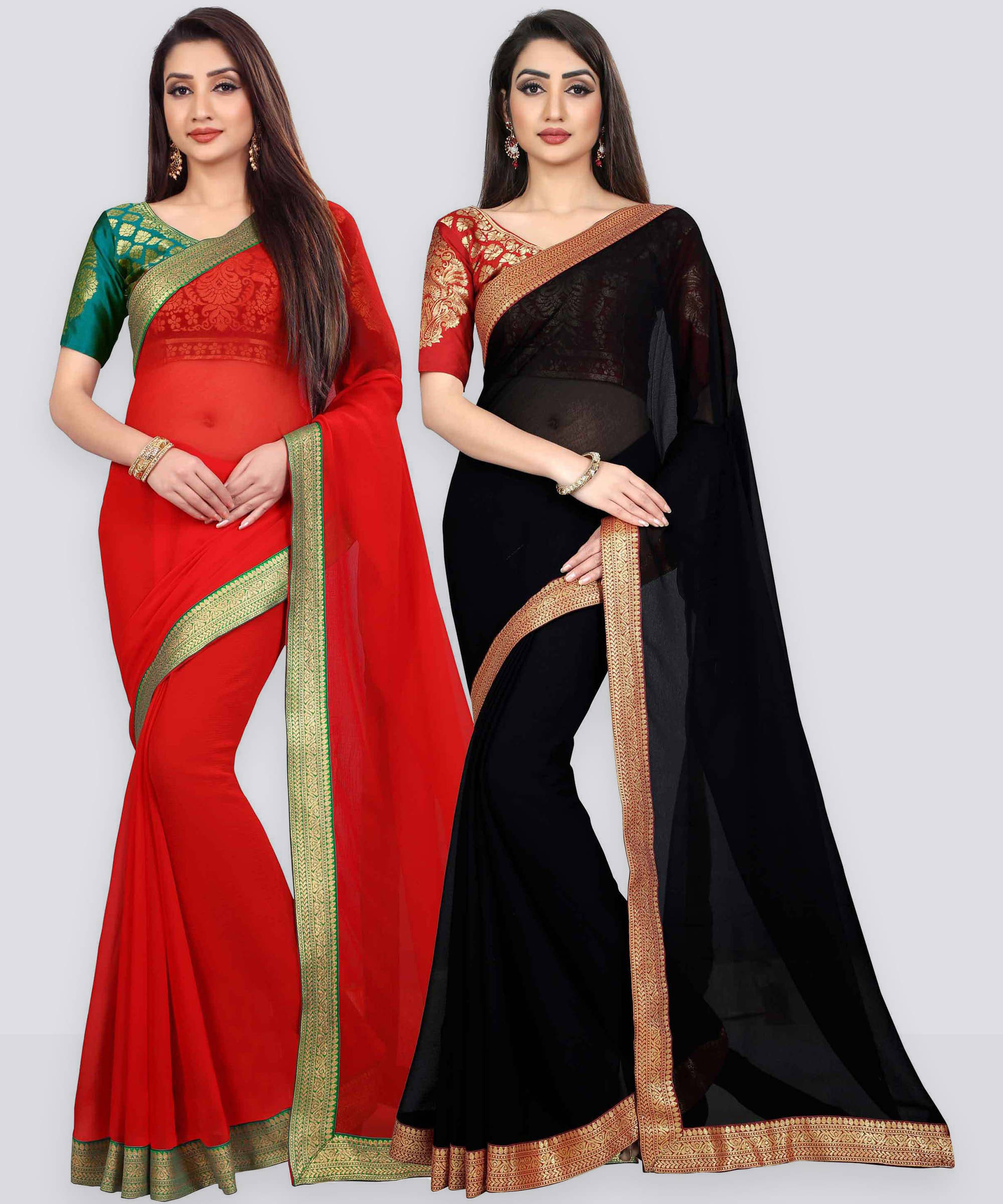     			ANAND SAREE Chiffon Woven Regular Saree With Unstitched Blouse Piece ( Red )