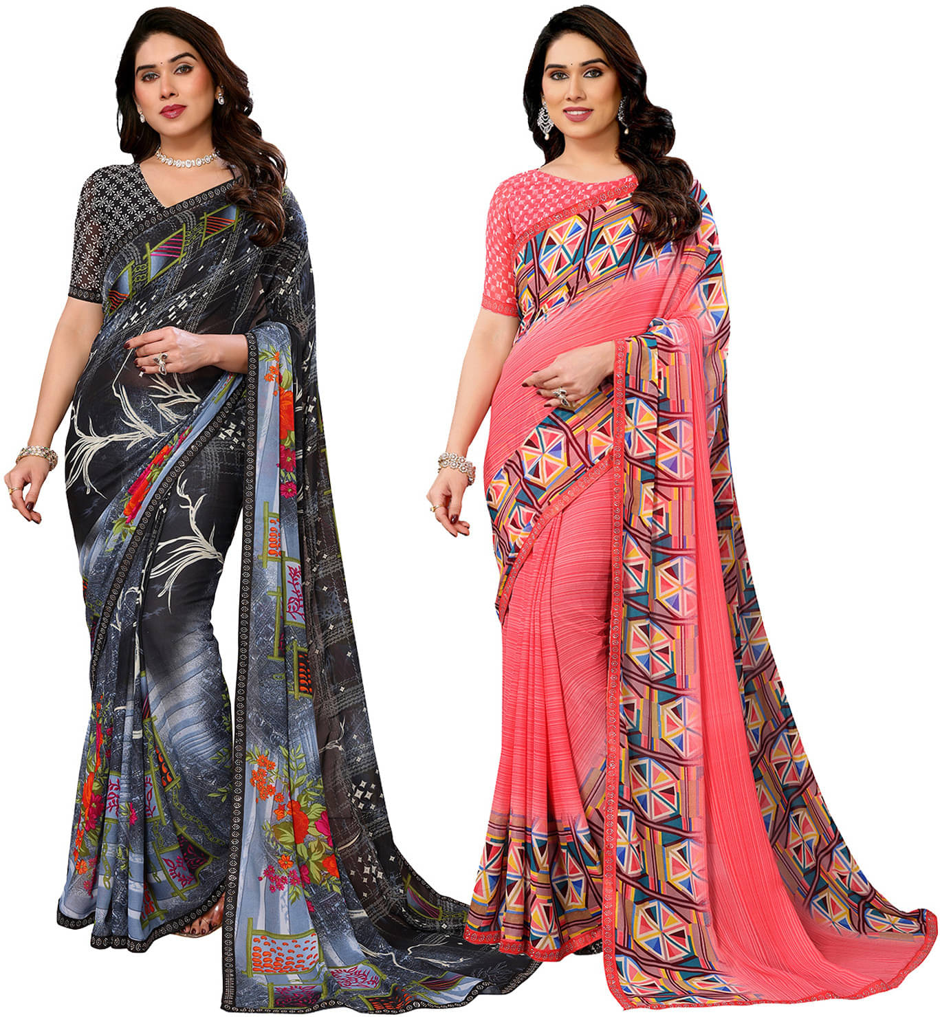 ANAND SAREE Georgette Embellished Regular Saree With Unstitched Blouse Piece ( Multicolor ) ANAND SAREE Georgette Embellished Regular Saree With Unstitched Blouse Piece ( Multicolor )