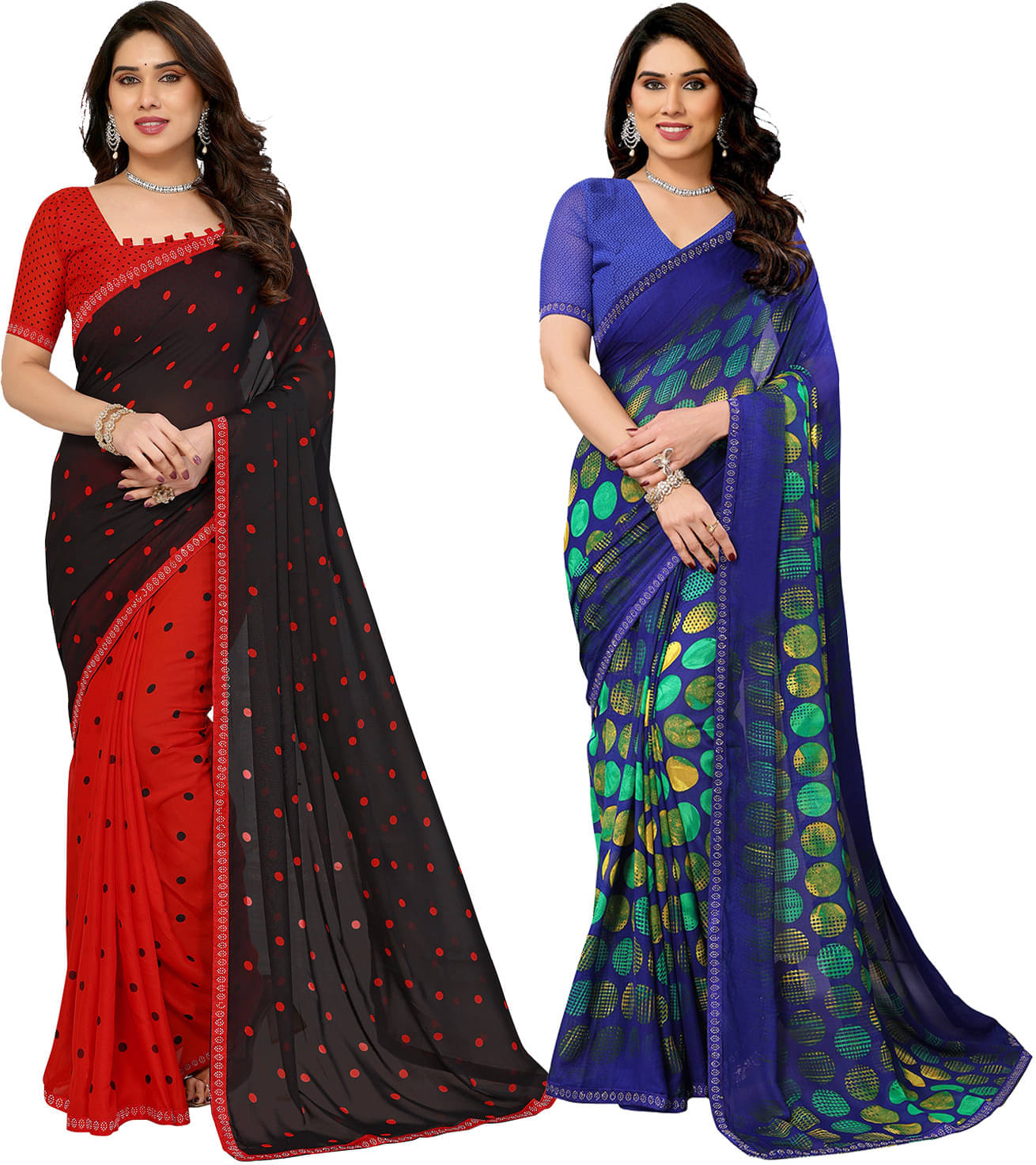 ANAND SAREE Georgette Embellished Regular Saree With Unstitched Blouse Piece ( Multicolor ) ANAND SAREE Georgette Embellished Regular Saree With Unstitched Blouse Piece ( Multicolor )