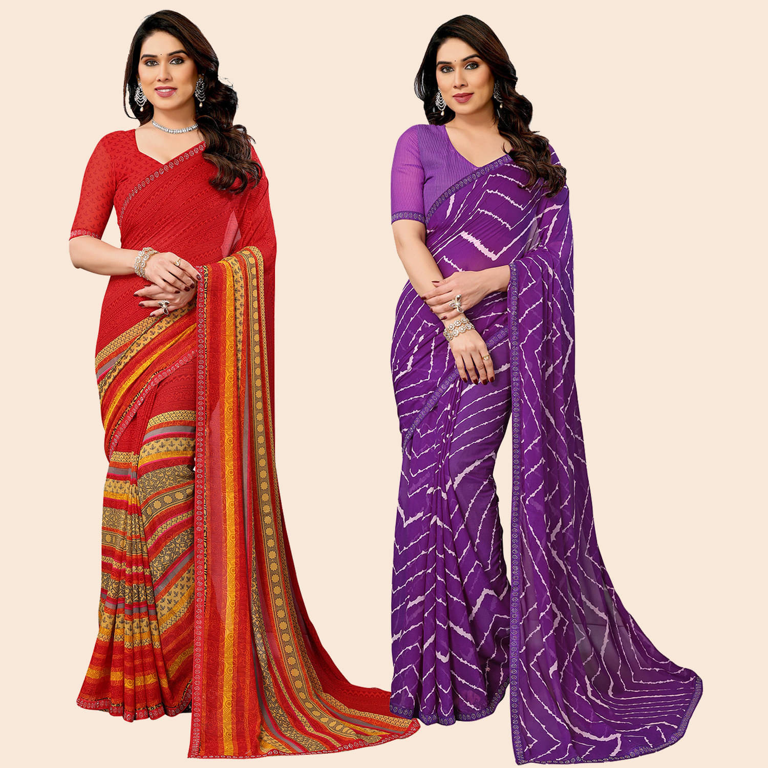 ANAND SAREE Georgette Embellished Regular Saree With Unstitched Blouse Piece ( Multicolor ) ANAND SAREE Georgette Embellished Regular Saree With Unstitched Blouse Piece ( Multicolor )