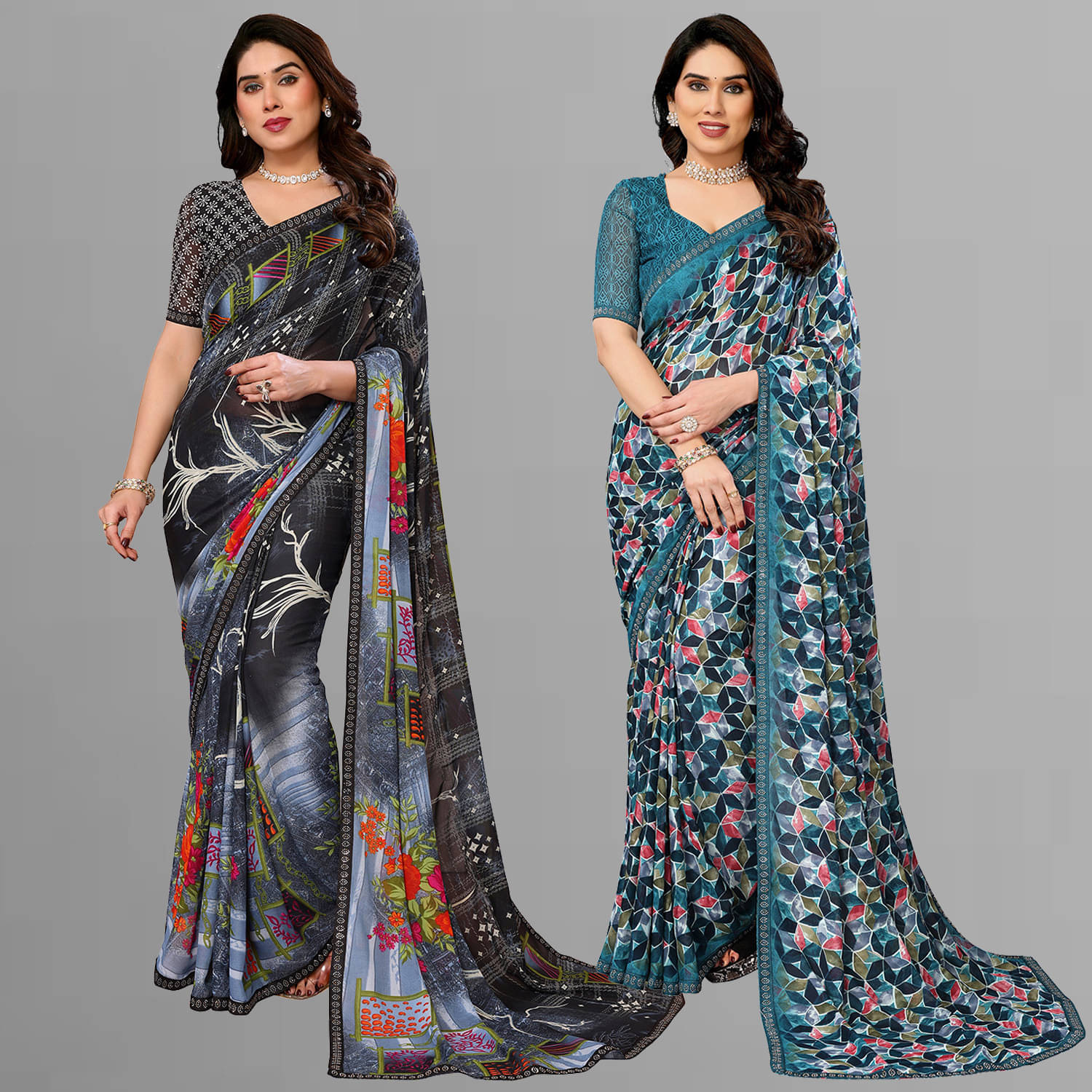 ANAND SAREE Georgette Embellished Regular Saree With Unstitched Blouse Piece ( Multicolor ) ANAND SAREE Georgette Embellished Regular Saree With Unstitched Blouse Piece ( Multicolor )