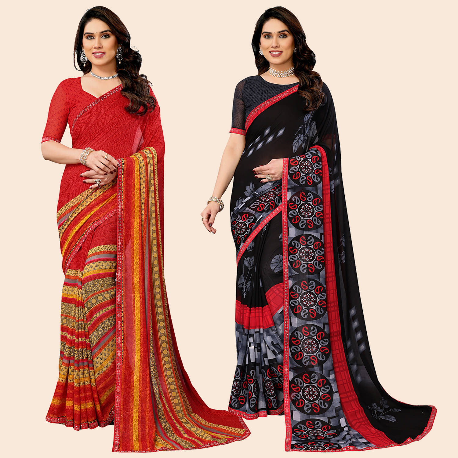 ANAND SAREE Georgette Embellished Regular Saree With Unstitched Blouse Piece ( Multicolor ) ANAND SAREE Georgette Embellished Regular Saree With Unstitched Blouse Piece ( Multicolor )
