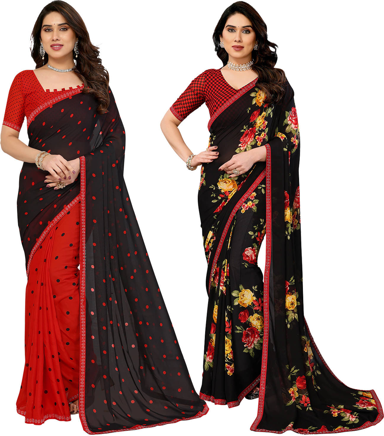 ANAND SAREE Georgette Embellished Regular Saree With Unstitched Blouse Piece ( Multicolor ) ANAND SAREE Georgette Embellished Regular Saree With Unstitched Blouse Piece ( Multicolor )