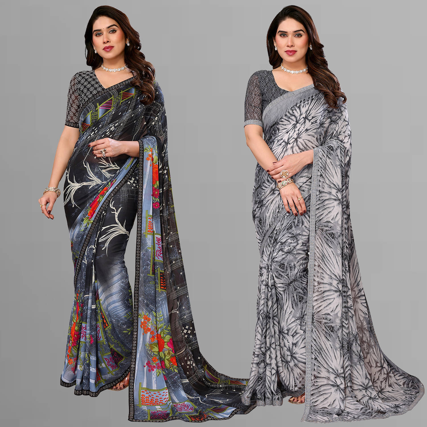 ANAND SAREE Georgette Embellished Regular Saree With Unstitched Blouse Piece ( Multicolor ) ANAND SAREE Georgette Embellished Regular Saree With Unstitched Blouse Piece ( Multicolor )