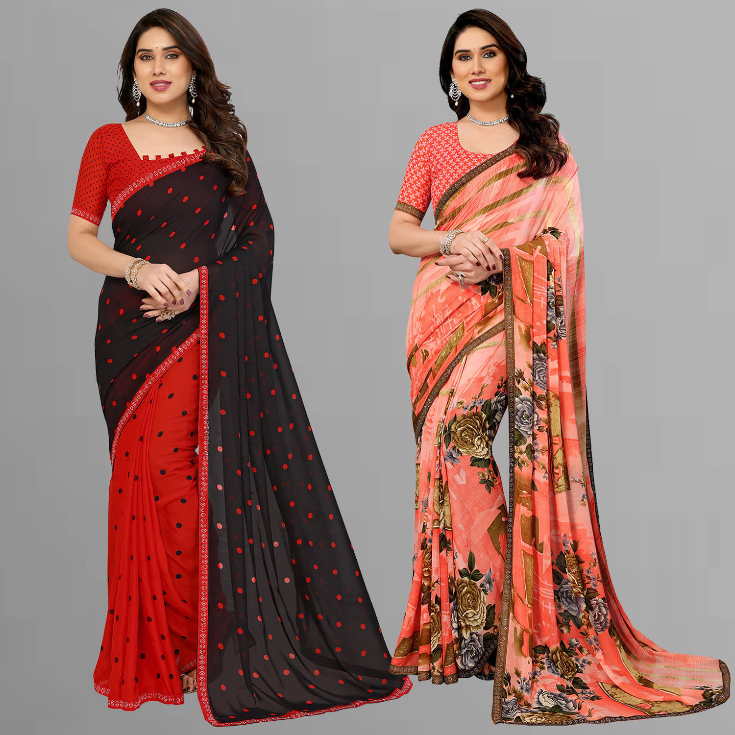     			ANAND SAREE Georgette Self Design Regular Saree With Unstitched Blouse Piece ( Multicolor )