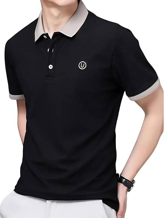 AYARTH Men Polyester Regular Fit Solid Polo T Shirt ( Black ) AYARTH Men Polyester Regular Fit Solid Polo T Shirt ( Black )