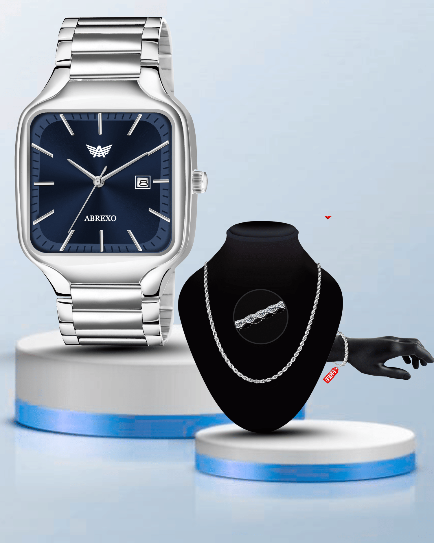     			Abrexo Silver Stainless Steel Analog Men's Watch