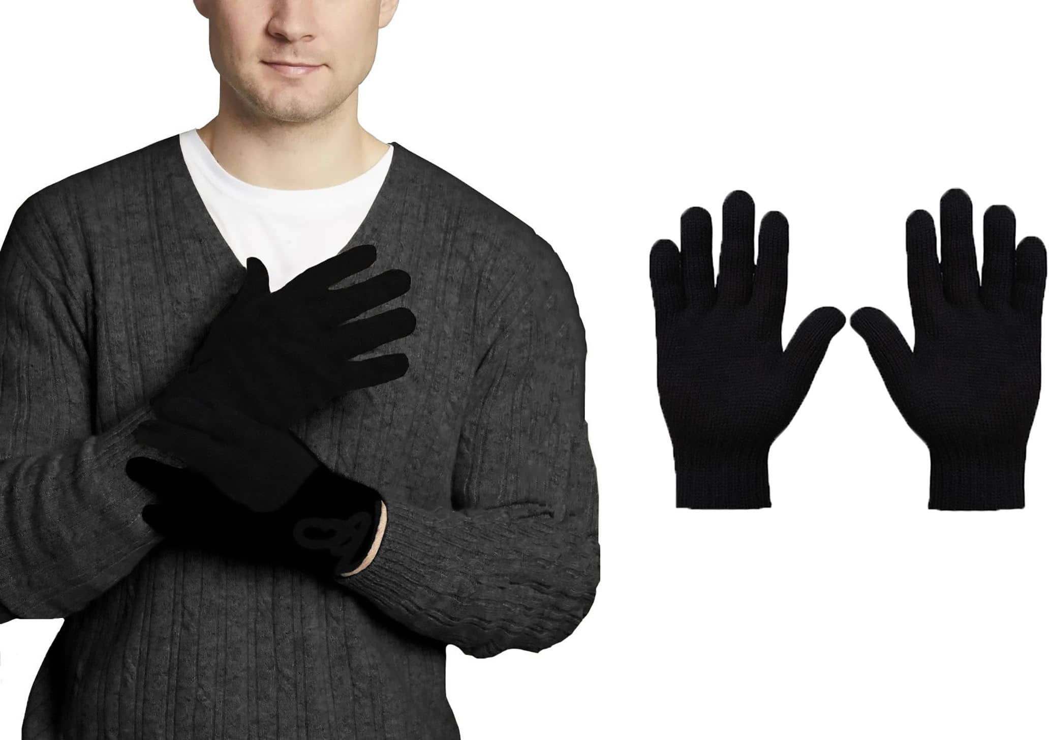 Alamos Black Woollen Men's Woollen Gloves ( Pack of 1 ) - Jewellery Sets | Buy online on ZillyBuy