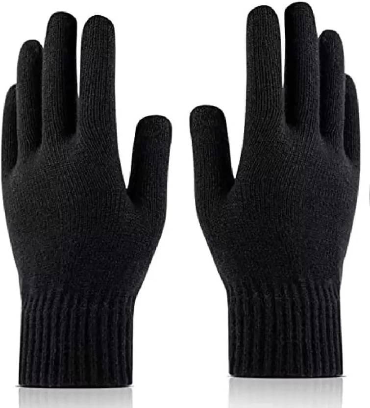     			Alamos Black Woollen Men's Woollen Gloves ( Pack of 1 )
