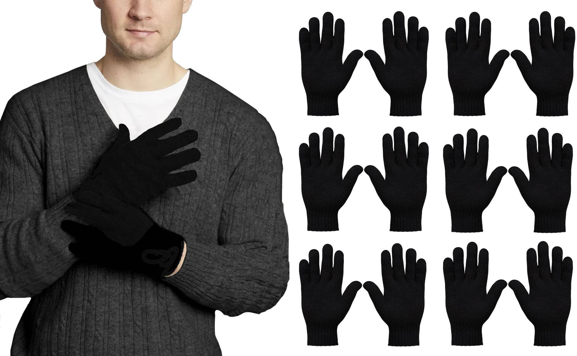 Alamos Black Woollen Men's Woollen Gloves ( Pack of 6 ) Alamos Black Woollen Men's Woollen Gloves ( Pack of 6 )
