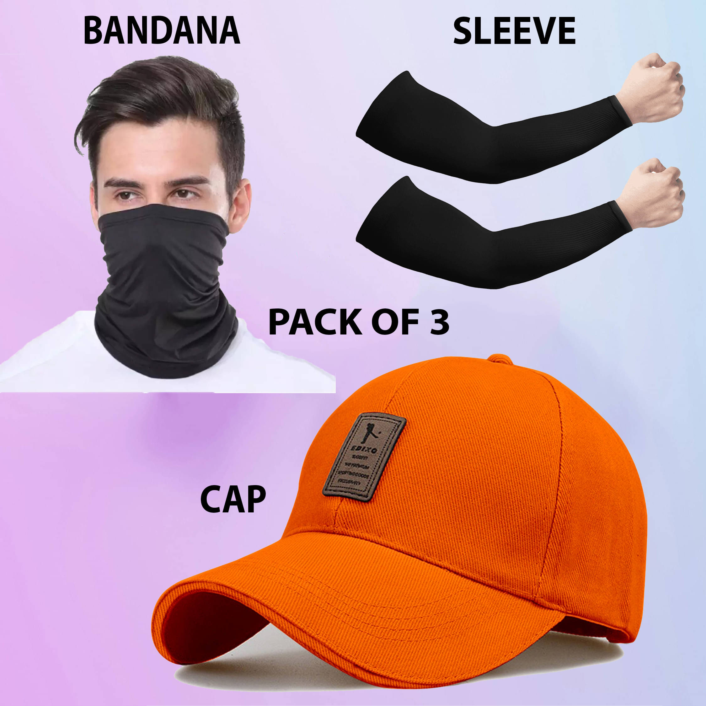     			Alamos Pack of 3 Cotton Men's Cap ( Orange )