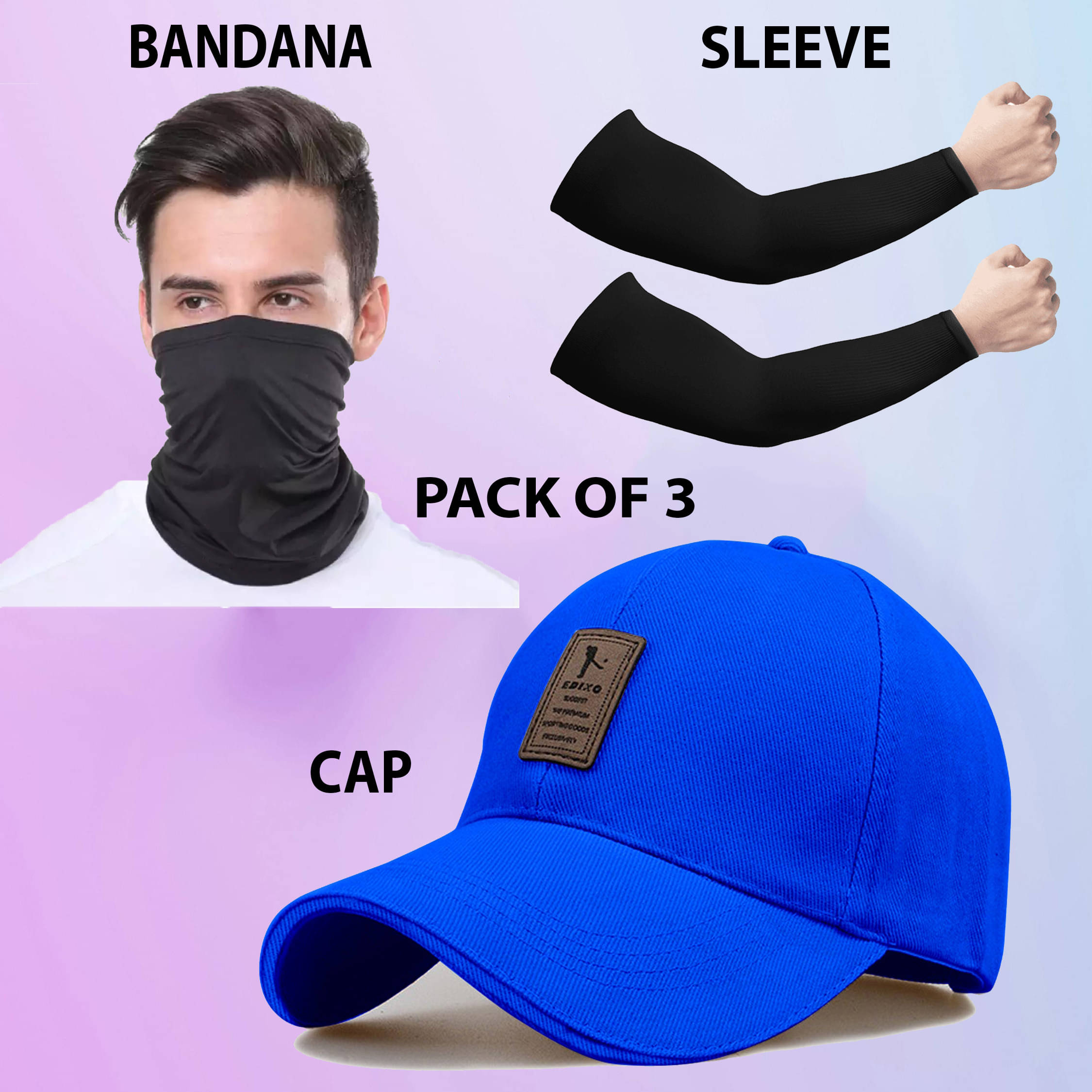    			Alamos Pack of 3 Cotton Men's Cap ( Blue )
