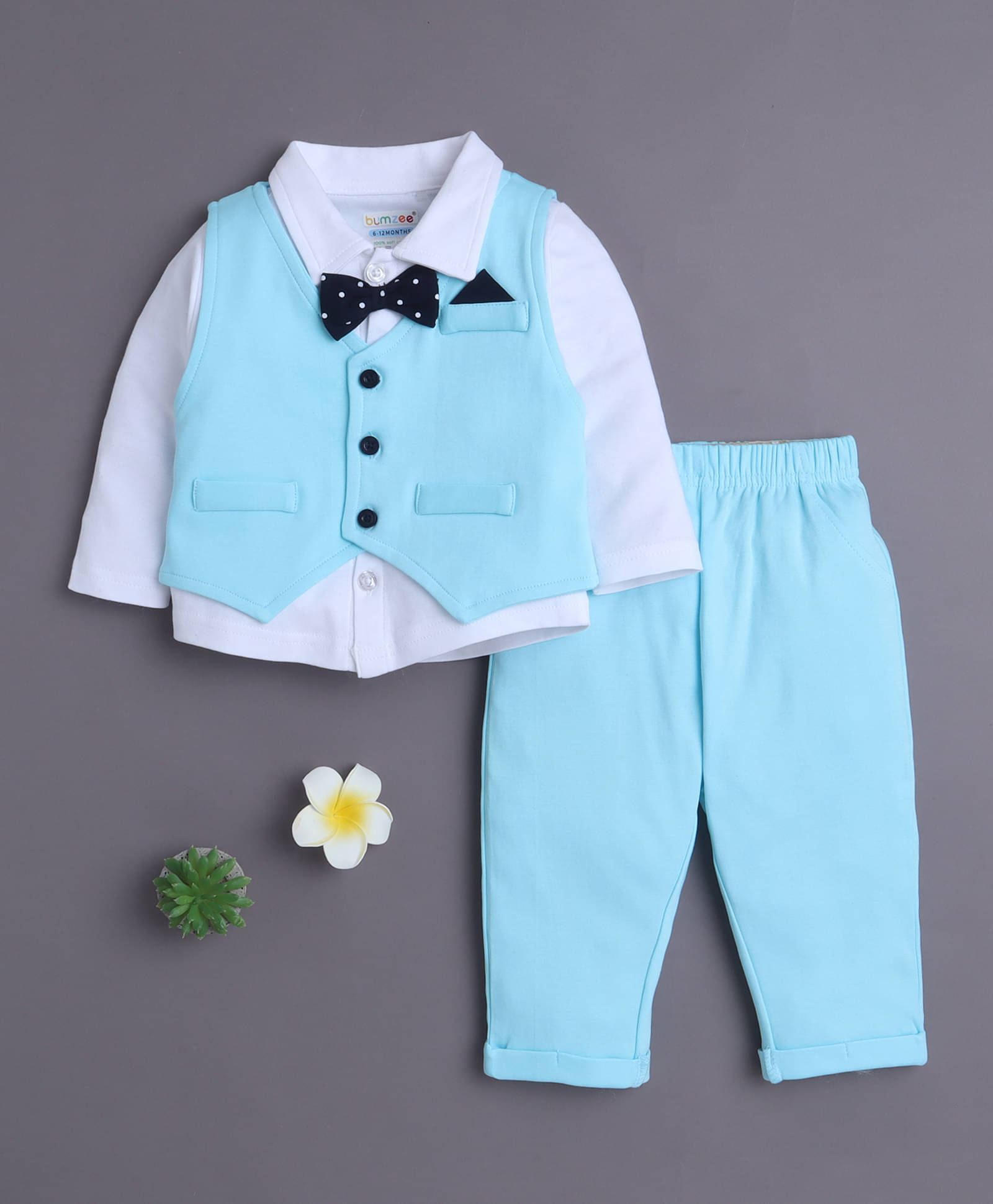 BUMZEE Pack of 1 Baby Boys Cotton Shirt & Pants Set ( Blue ) BUMZEE Pack of 1 Baby Boys Cotton Shirt & Pants Set ( Blue )