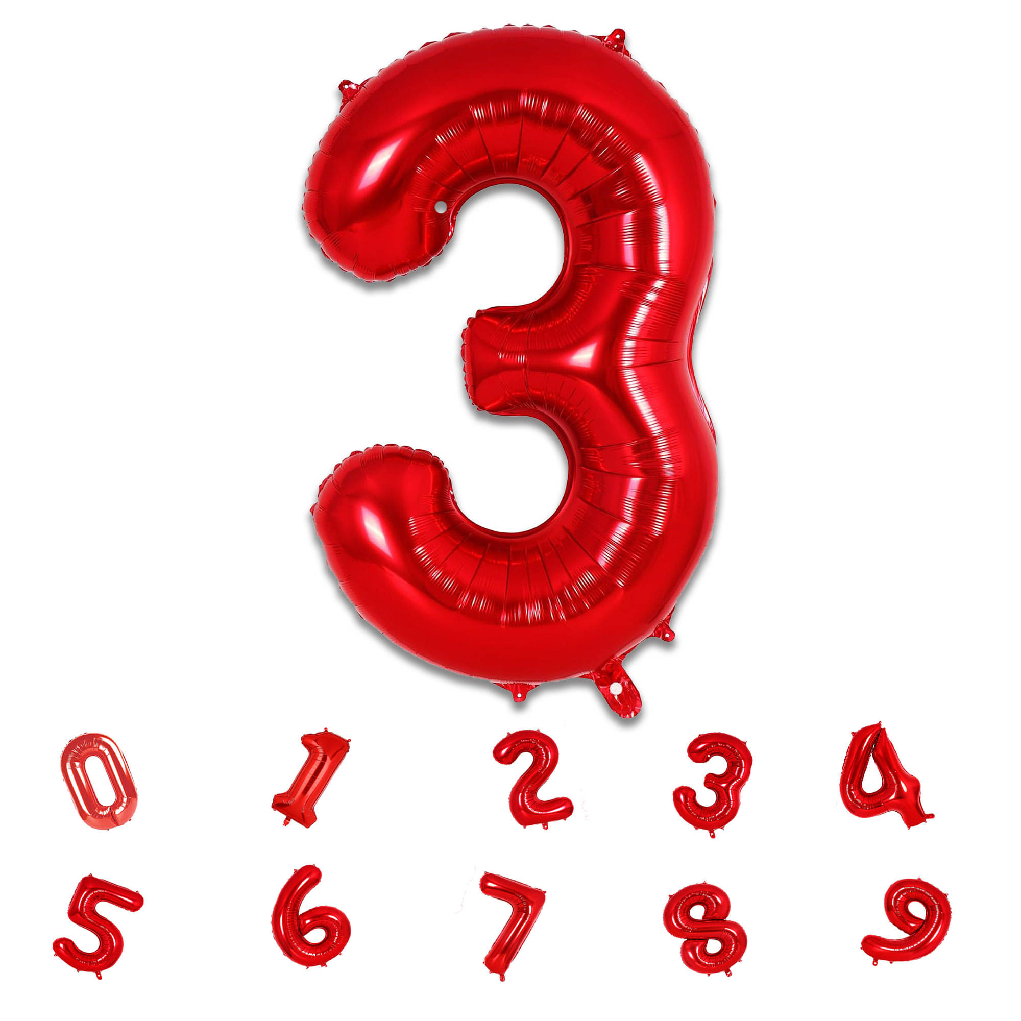     			Bubble Bells Number 3 Red Foil Balloon, For 3rd Birthday, Anniversary & Party Decoration kit, 32 Inch Three Numbers Red Foil Helium Balloon| Birthday Background Decoration Kit