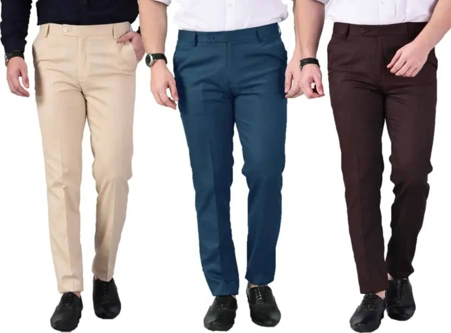    			CEO FABRICS Regular Flat Men's Trouser - Multicolor ( Pack of 3 )
