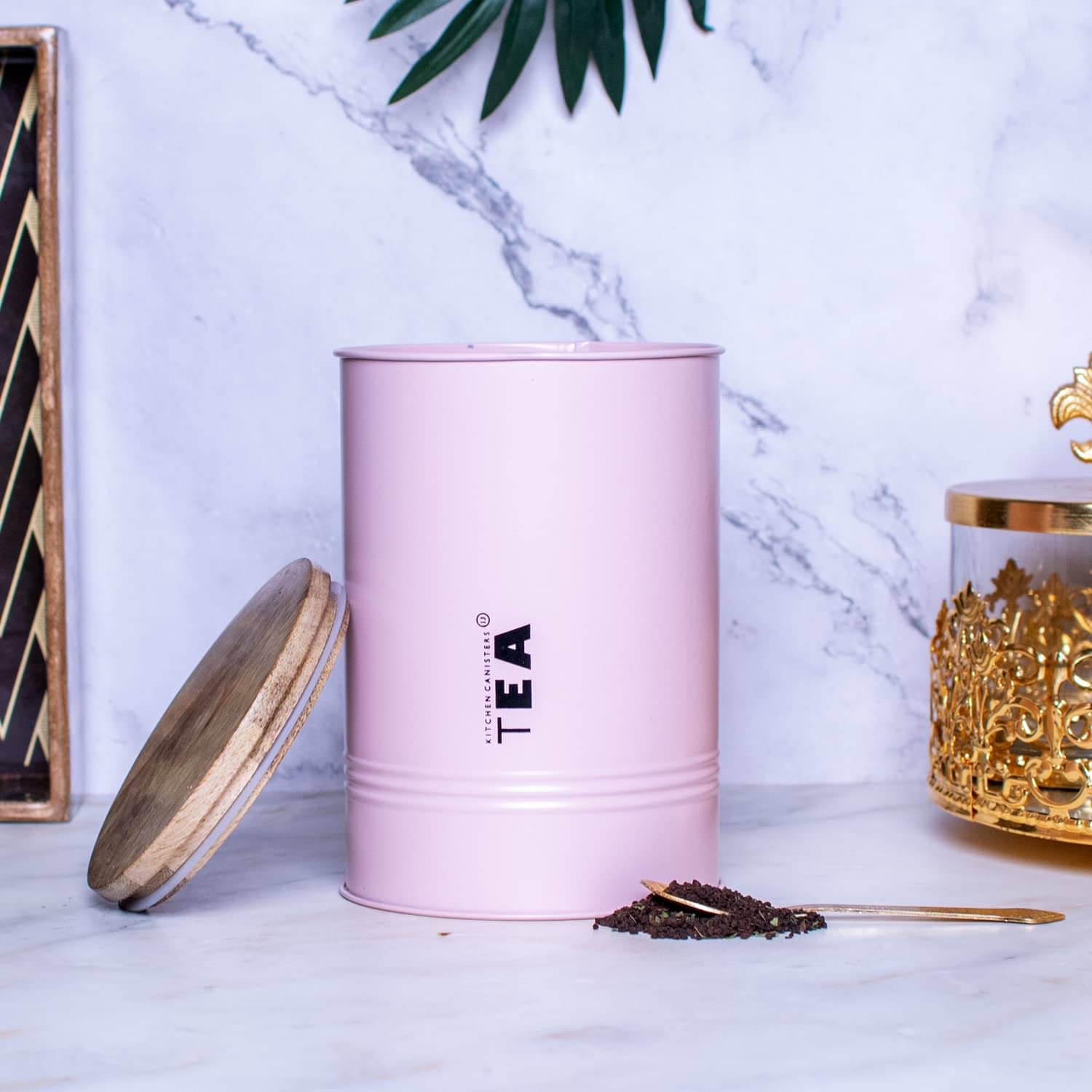 Craftlayout Tin Canister Steel Pink Tea/Coffee/Sugar Container ( Set of 1 ) Craftlayout Tin Canister Steel Pink Tea/Coffee/Sugar Container ( Set of 1 )