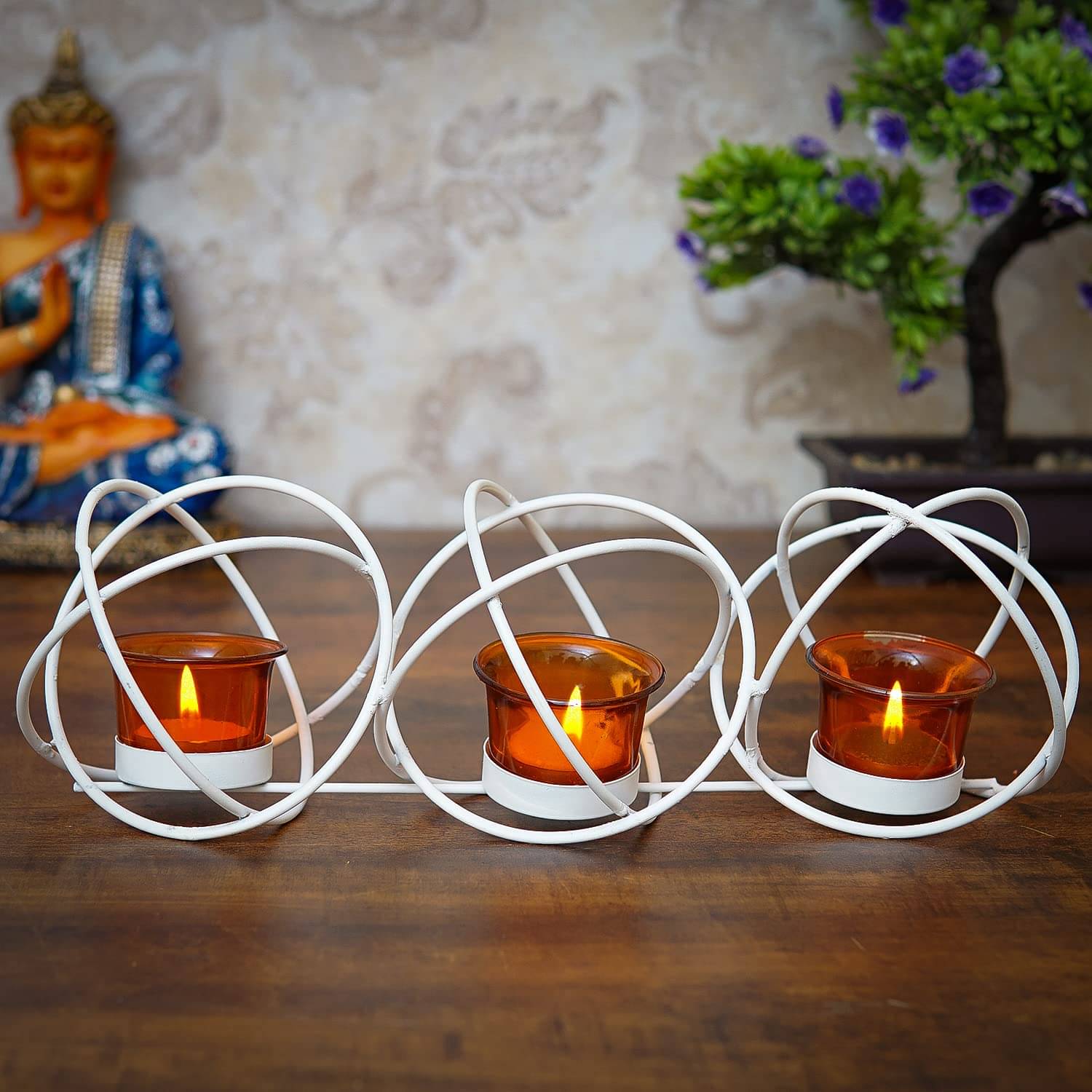 Craftlayout White Table Top Iron Tea Light Holder - Pack of 1 Craftlayout White Table Top Iron Tea Light Holder - Pack of 1