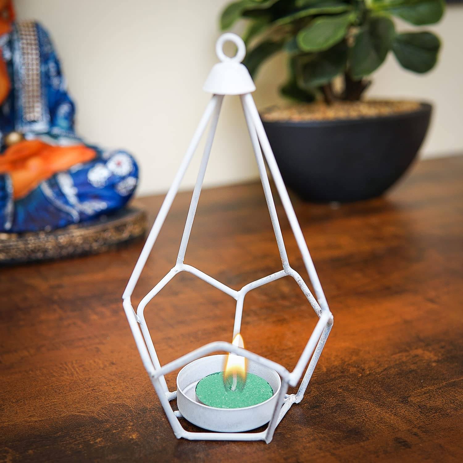Craftlayout White Table Top and Hanging Iron Tea Light Holder - Pack of 1 Craftlayout White Table Top and Hanging Iron Tea Light Holder - Pack of 1