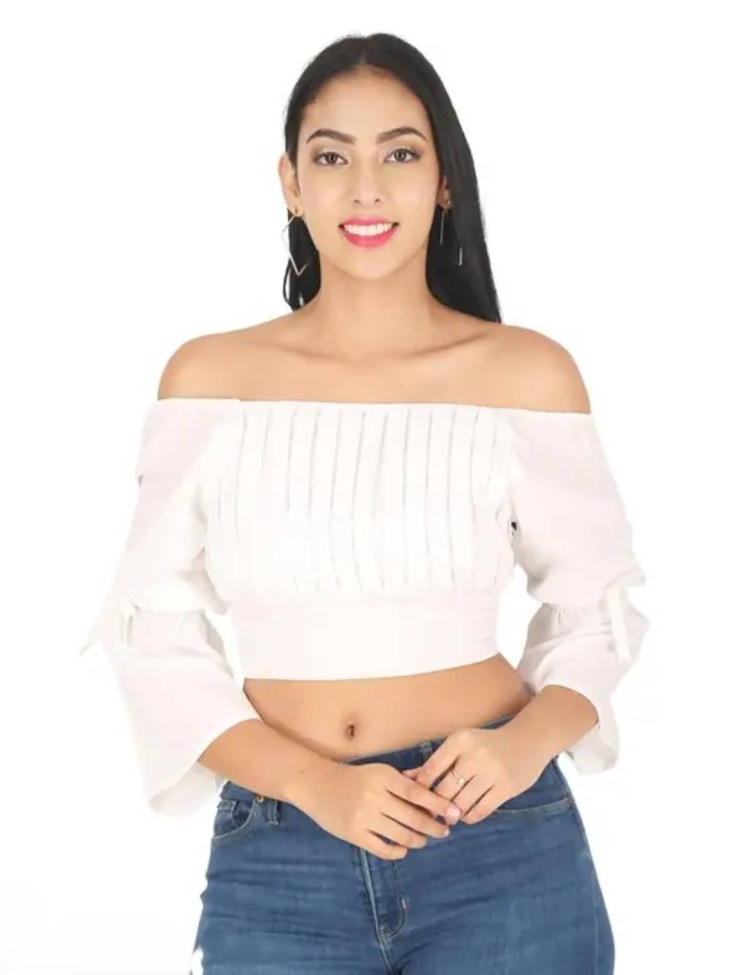 Divine Bezz Women's Crepe Crop Top ( White ) Divine Bezz Women's Crepe Crop Top ( White )