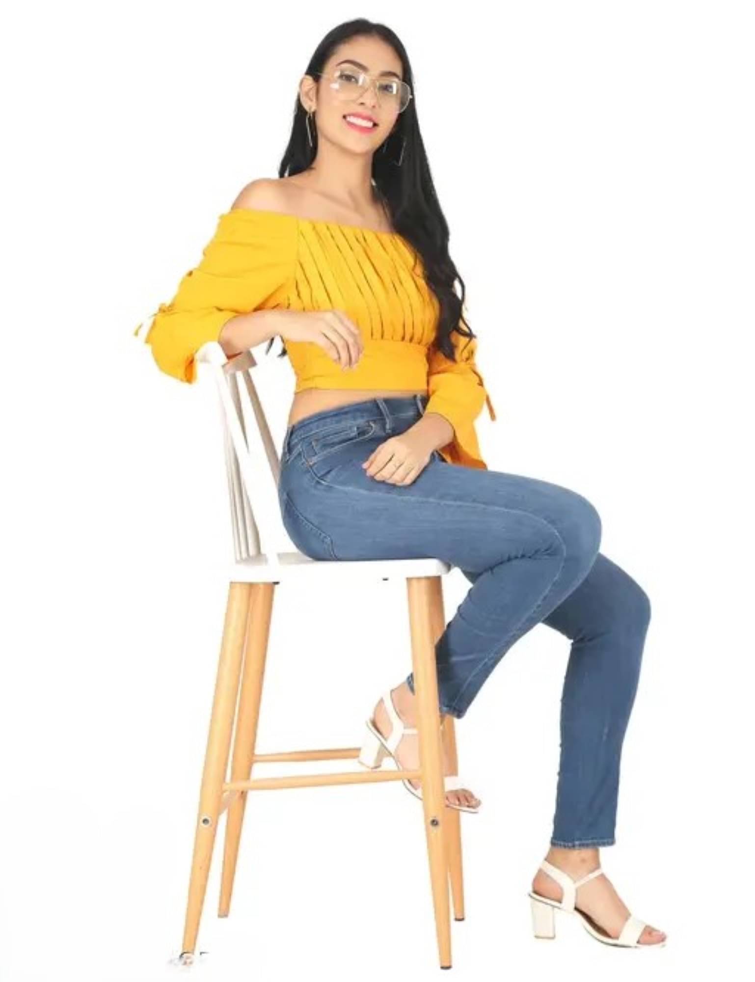     			Divine Bezz Women's Crepe Crop Top ( Yellow )