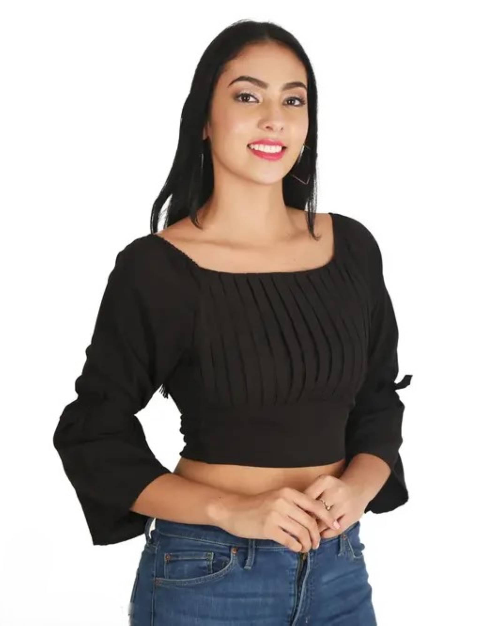 Divine Bezz Women's Crepe Crop Top ( Black ) Divine Bezz Women's Crepe Crop Top ( Black )