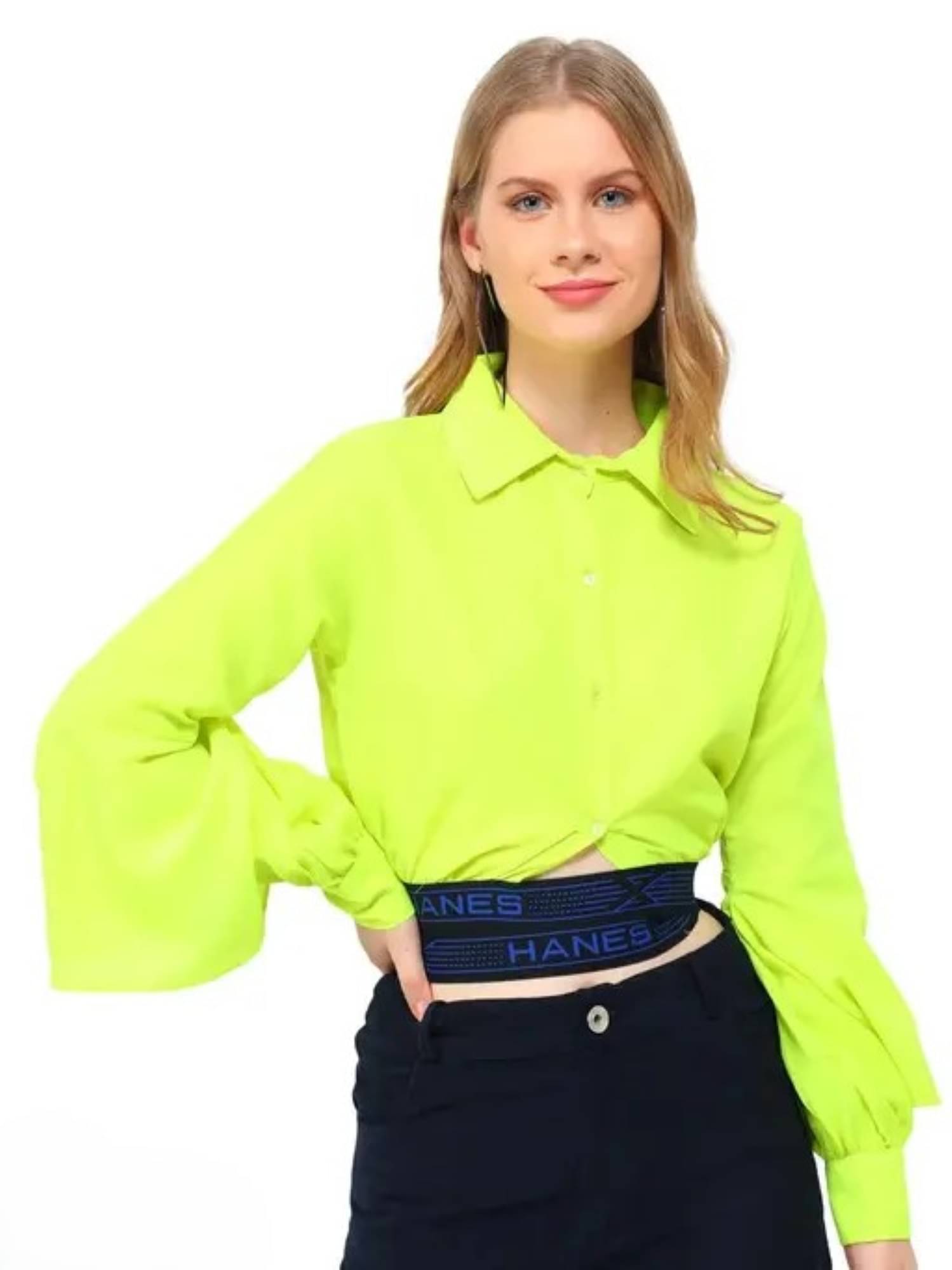 Divine Bezz Women's Crepe Regular Top ( Green ) Divine Bezz Women's Crepe Regular Top ( Green )