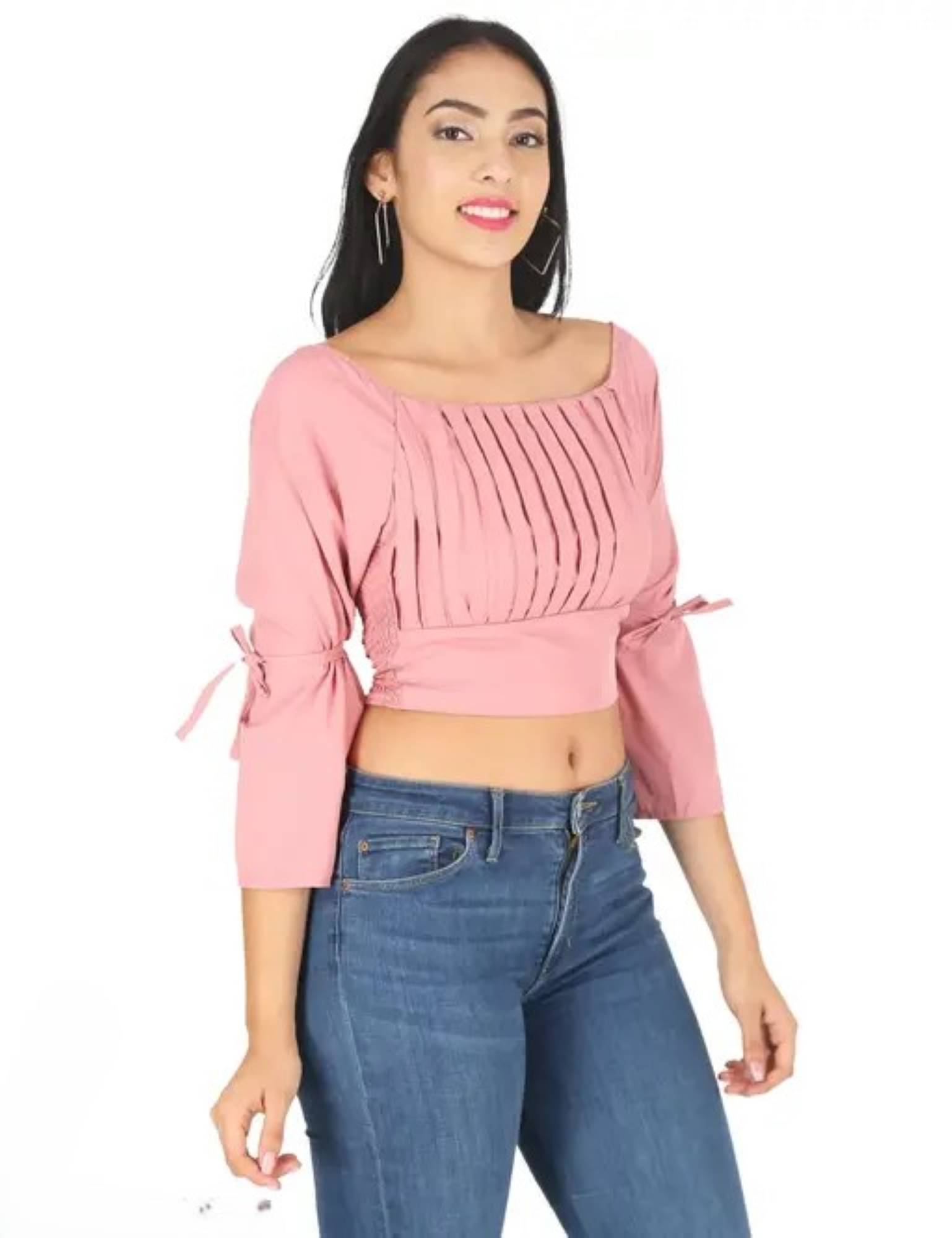     			Divine Bezz Women's Crepe Crop Top ( Pink )