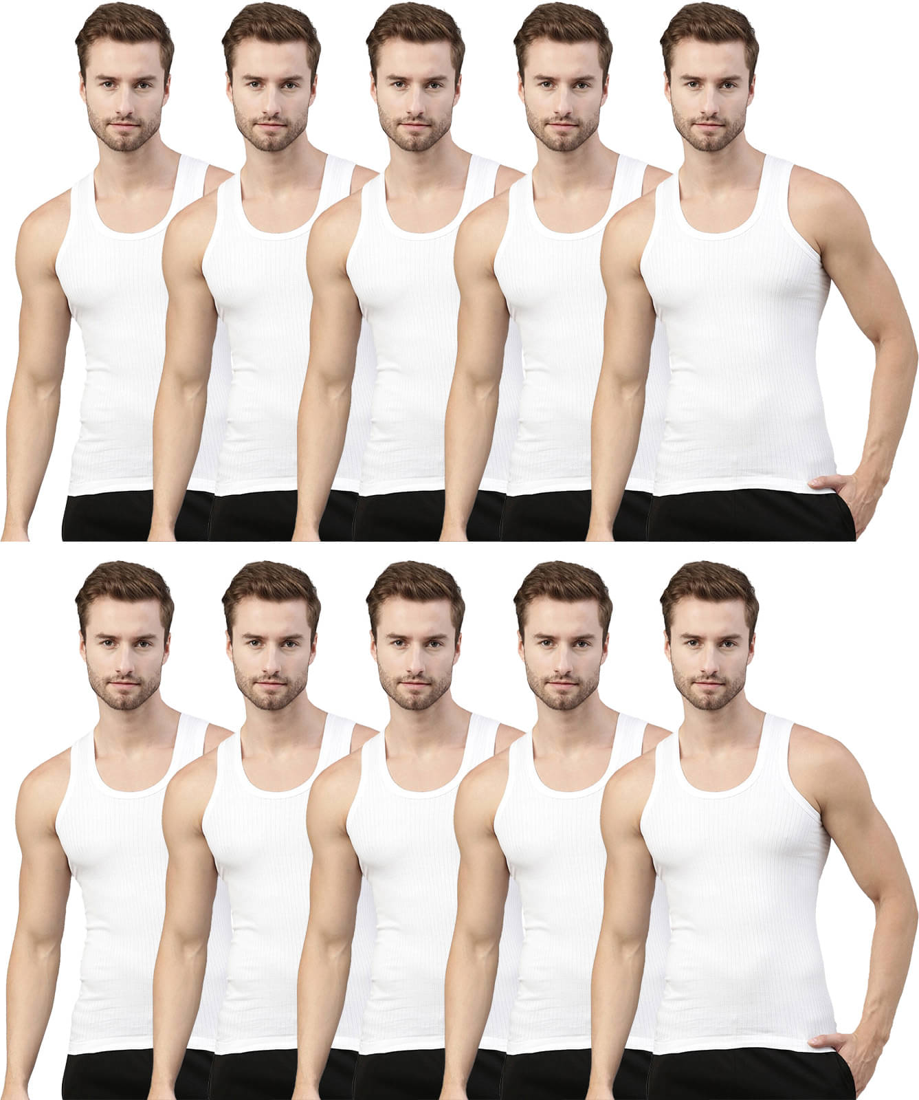     			Dixcy Scott Pack of 10 Cotton Basic Vest For Men ( White )