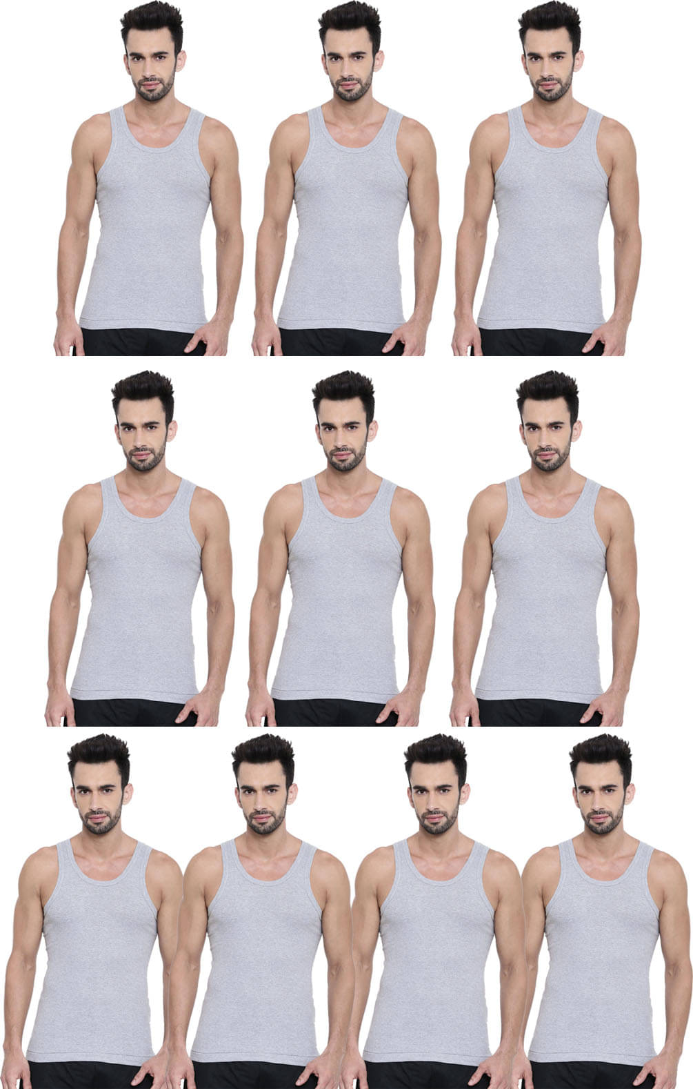     			Dixcy Scott Pack of 10 Cotton Basic Vest For Men ( Grey )