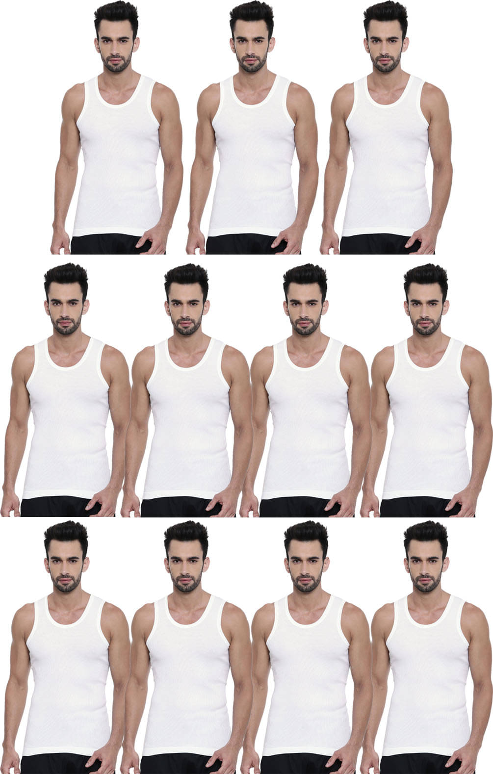 Dixcy Scott Pack of 11 Cotton Basic Vest For Men ( White ) Dixcy Scott Pack of 11 Cotton Basic Vest For Men ( White )