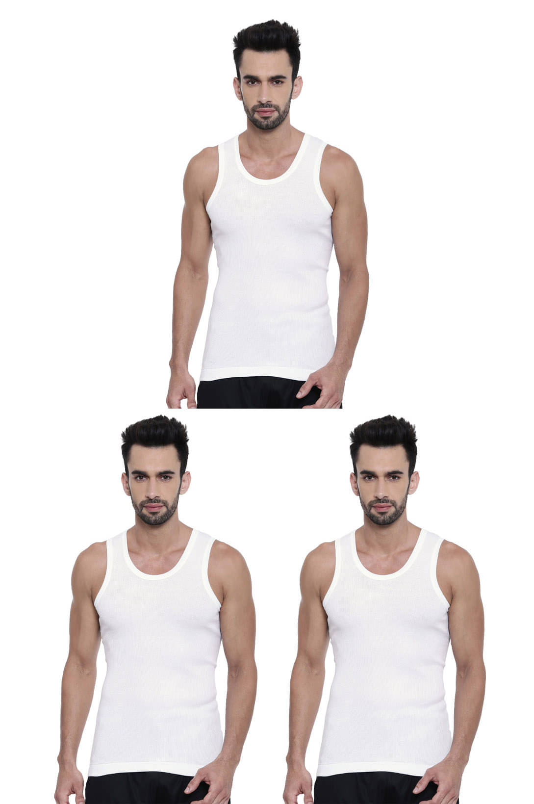     			Dixcy Scott Pack of 3 Cotton Basic Vest For Men ( White )