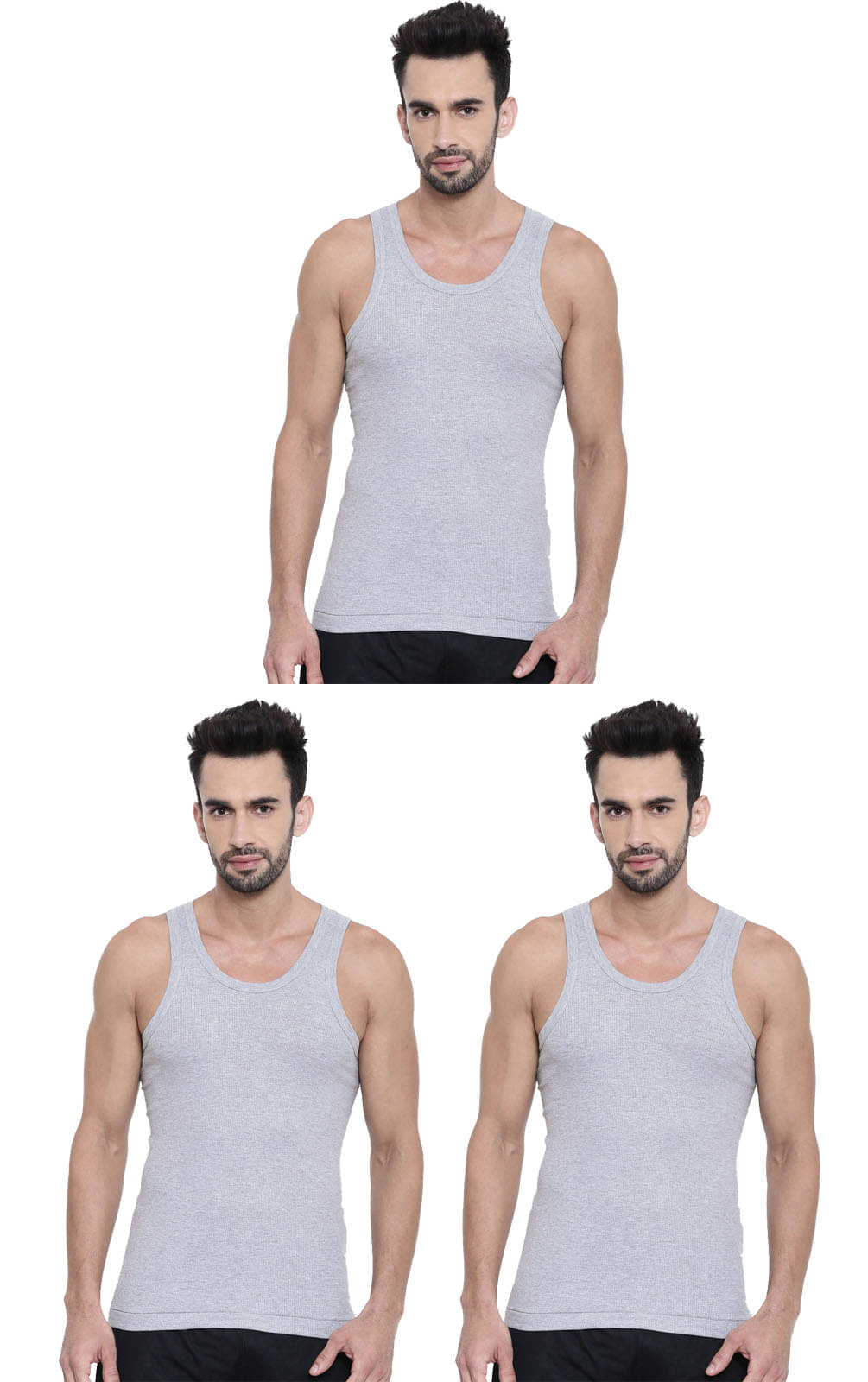 Dixcy Scott Pack of 3 Cotton Basic Vest For Men ( Grey ) Dixcy Scott Pack of 3 Cotton Basic Vest For Men ( Grey )