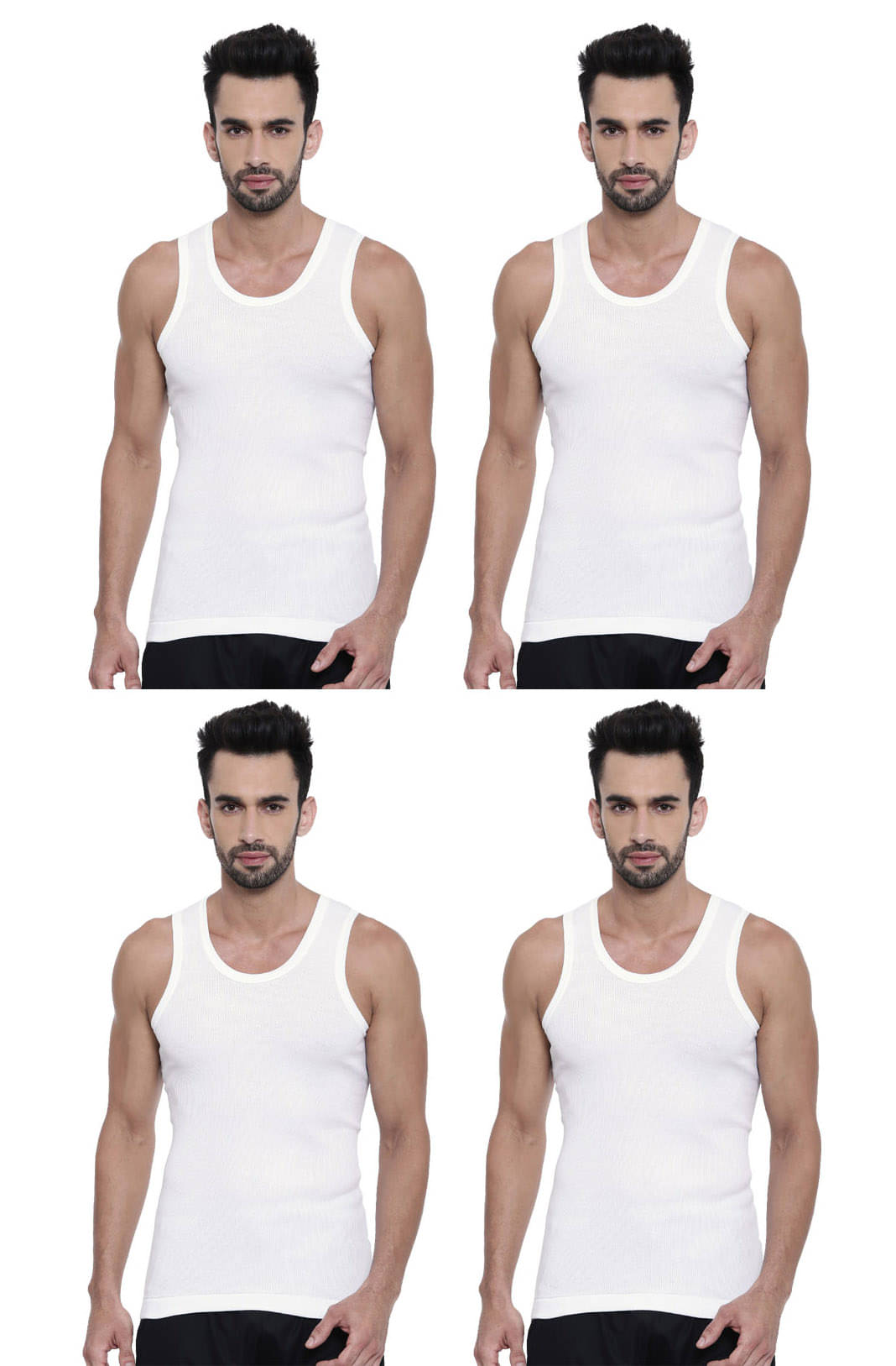 Dixcy Scott Pack of 4 Cotton Basic Vest For Men ( White ) Dixcy Scott Pack of 4 Cotton Basic Vest For Men ( White )