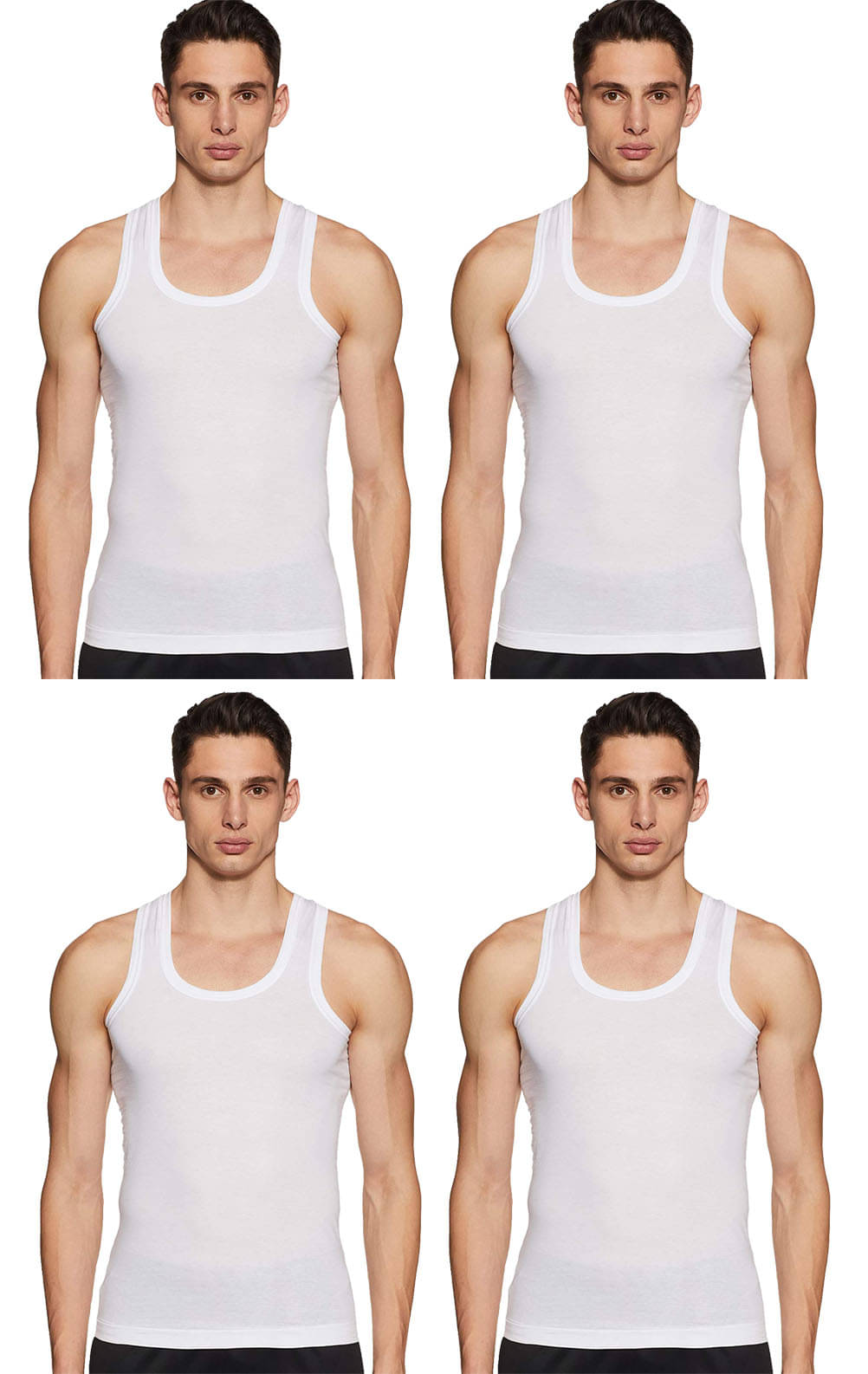 Dixcy Scott Pack of 4 Cotton Basic Vest For Men ( White ) Dixcy Scott Pack of 4 Cotton Basic Vest For Men ( White )