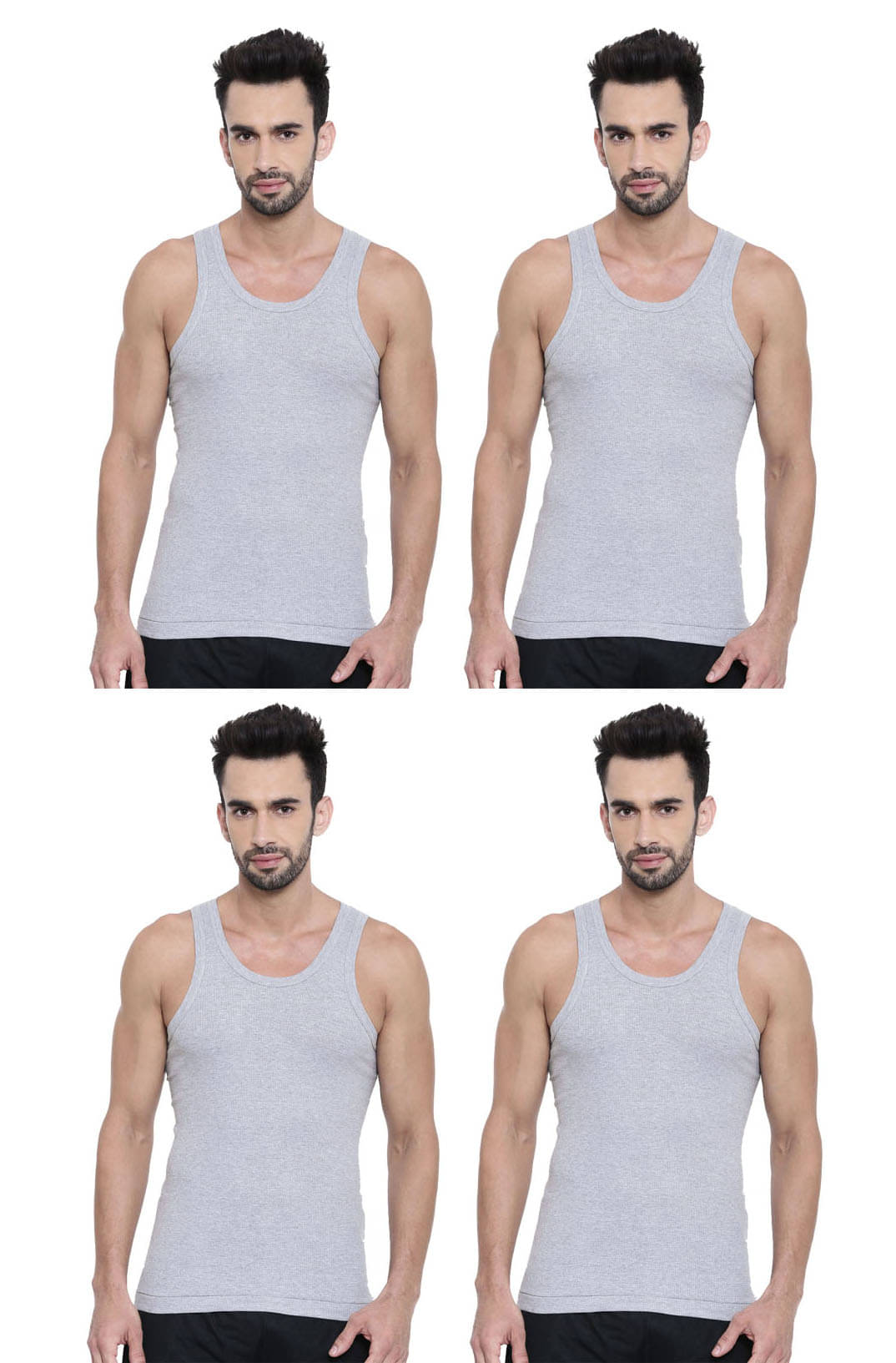     			Dixcy Scott Pack of 4 Cotton Basic Vest For Men ( Grey )