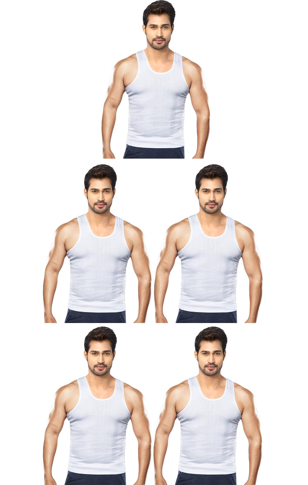 Dixcy Scott Pack of 5 Cotton Basic Vest For Men ( White ) Dixcy Scott Pack of 5 Cotton Basic Vest For Men ( White )