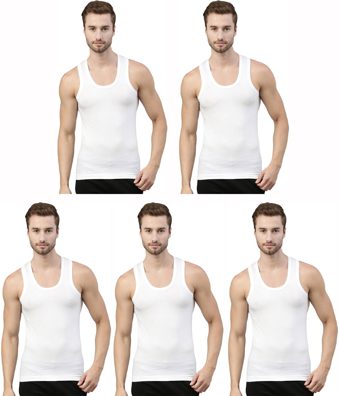 Dixcy Scott Pack of 5 Cotton Basic Vest For Men ( White ) Dixcy Scott Pack of 5 Cotton Basic Vest For Men ( White )