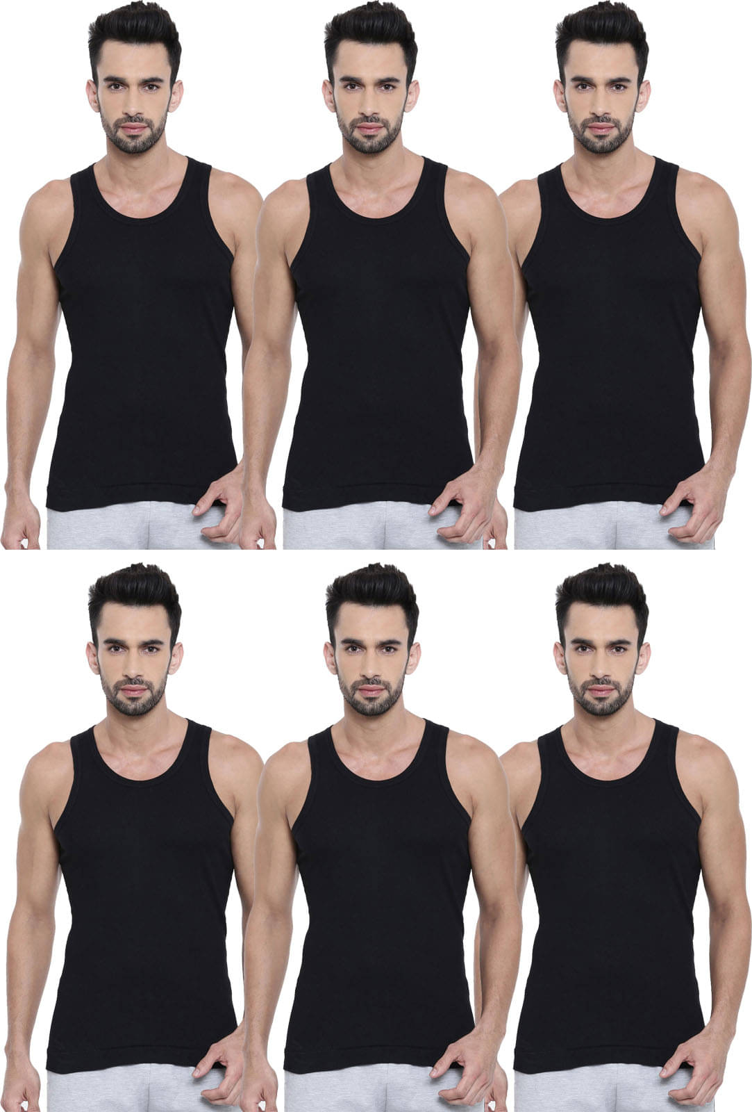    			Dixcy Scott Pack of 6 Cotton Basic Vest For Men ( Black )