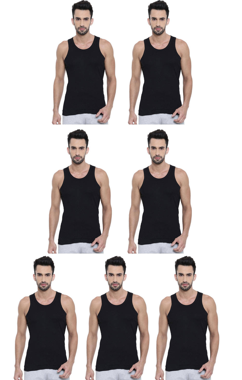 Dixcy Scott Pack of 7 Cotton Basic Vest For Men ( Black ) Dixcy Scott Pack of 7 Cotton Basic Vest For Men ( Black )