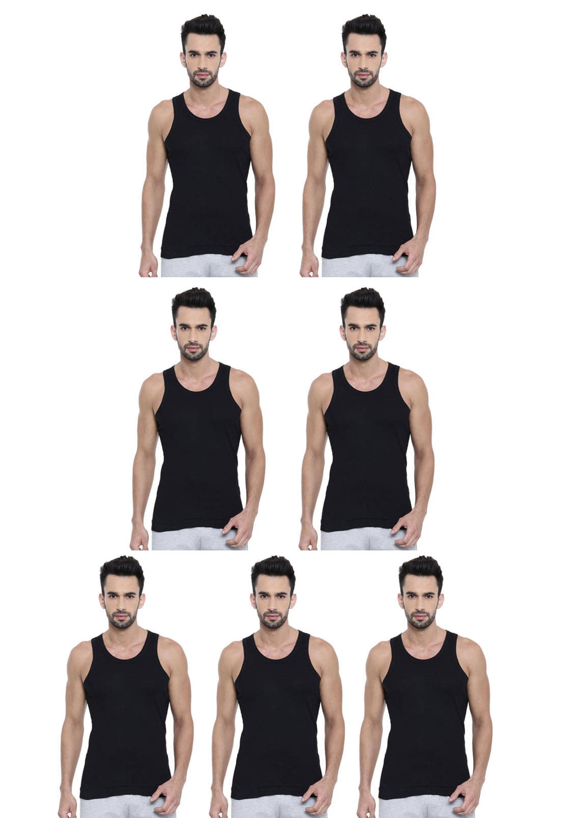     			Dixcy Scott Pack of 7 Cotton Basic Vest For Men ( Black )